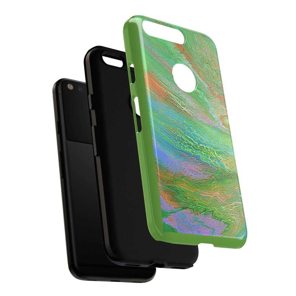 Marbled Green Abstract Phone Case — Protective Tough Case for iPhone