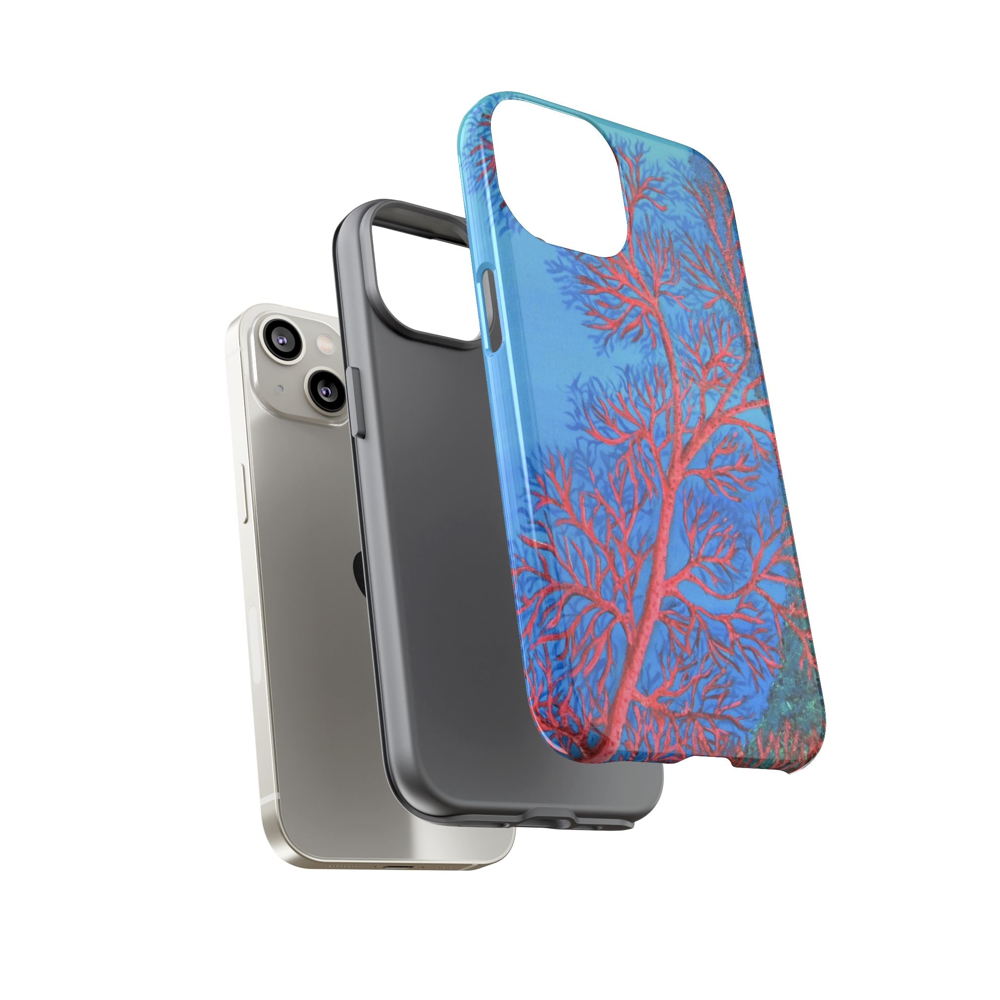 Coral Reef Phone Case — Vibrant Red Sea Fan on Ocean Blue Tough Case