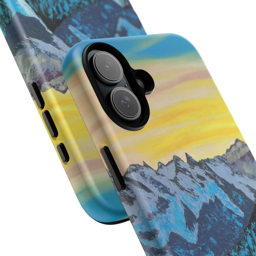 Mountain Sunset Phone Case — Protective Tough Case with Scenic Blue Peaks Design