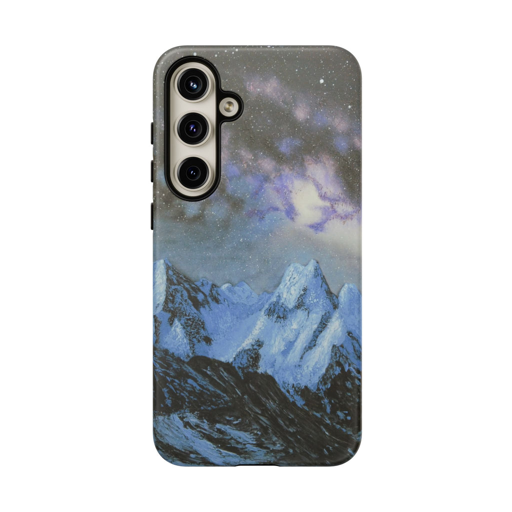Mountain Night Sky Phone Case — Tough Protective iPhone Cover with Aurora & Snowy Peaks