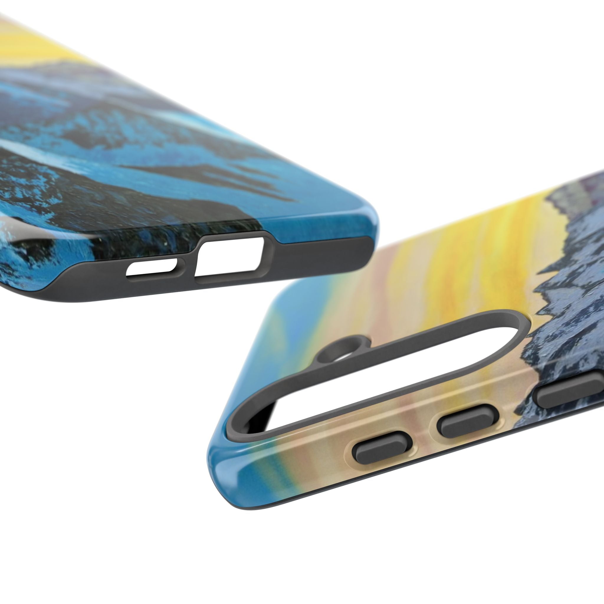 Mountain Sunset Phone Case — Protective Tough Case with Scenic Blue Peaks Design