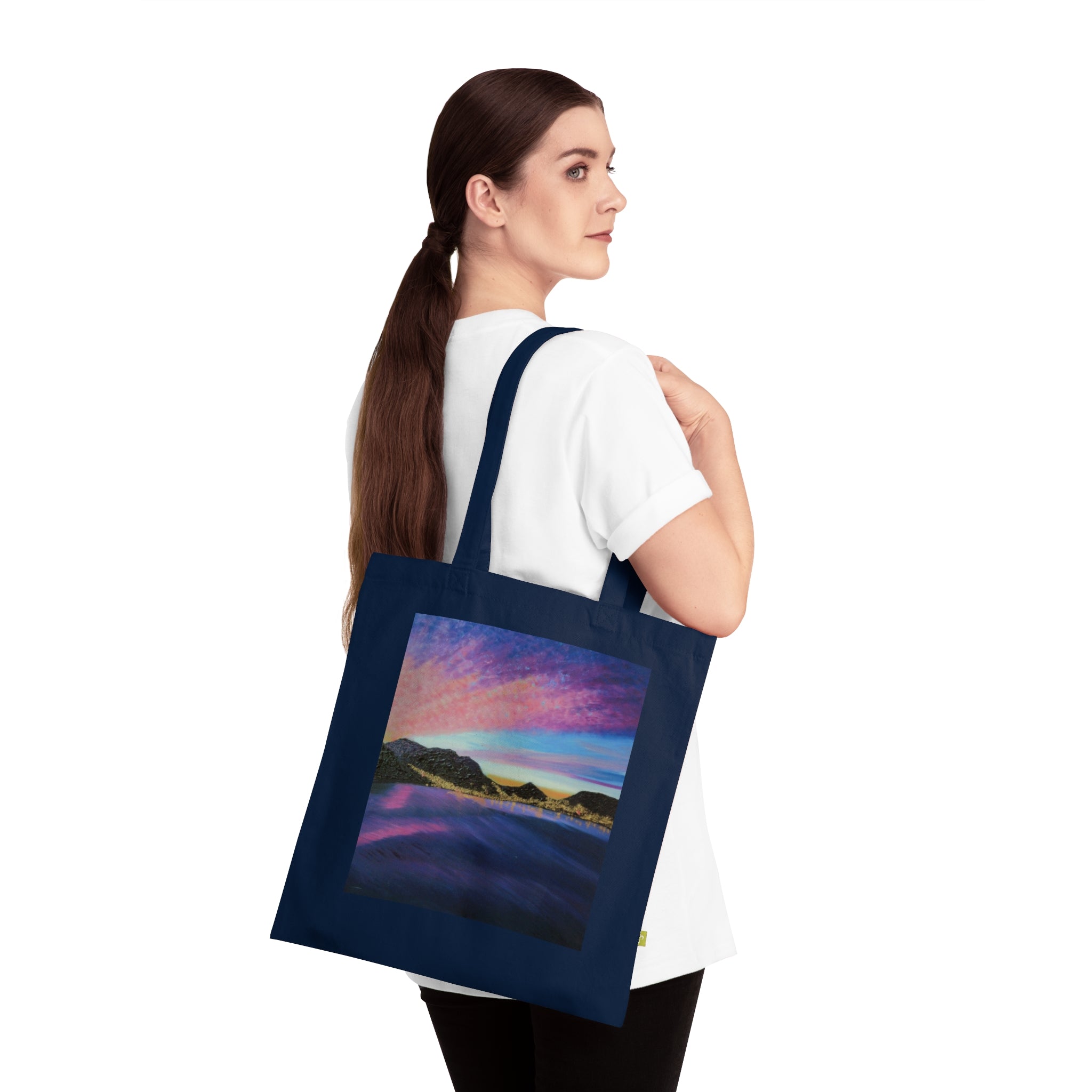 Sunset Beach Tote Bag — Ocean Sunset Print Organic Cotton Tote