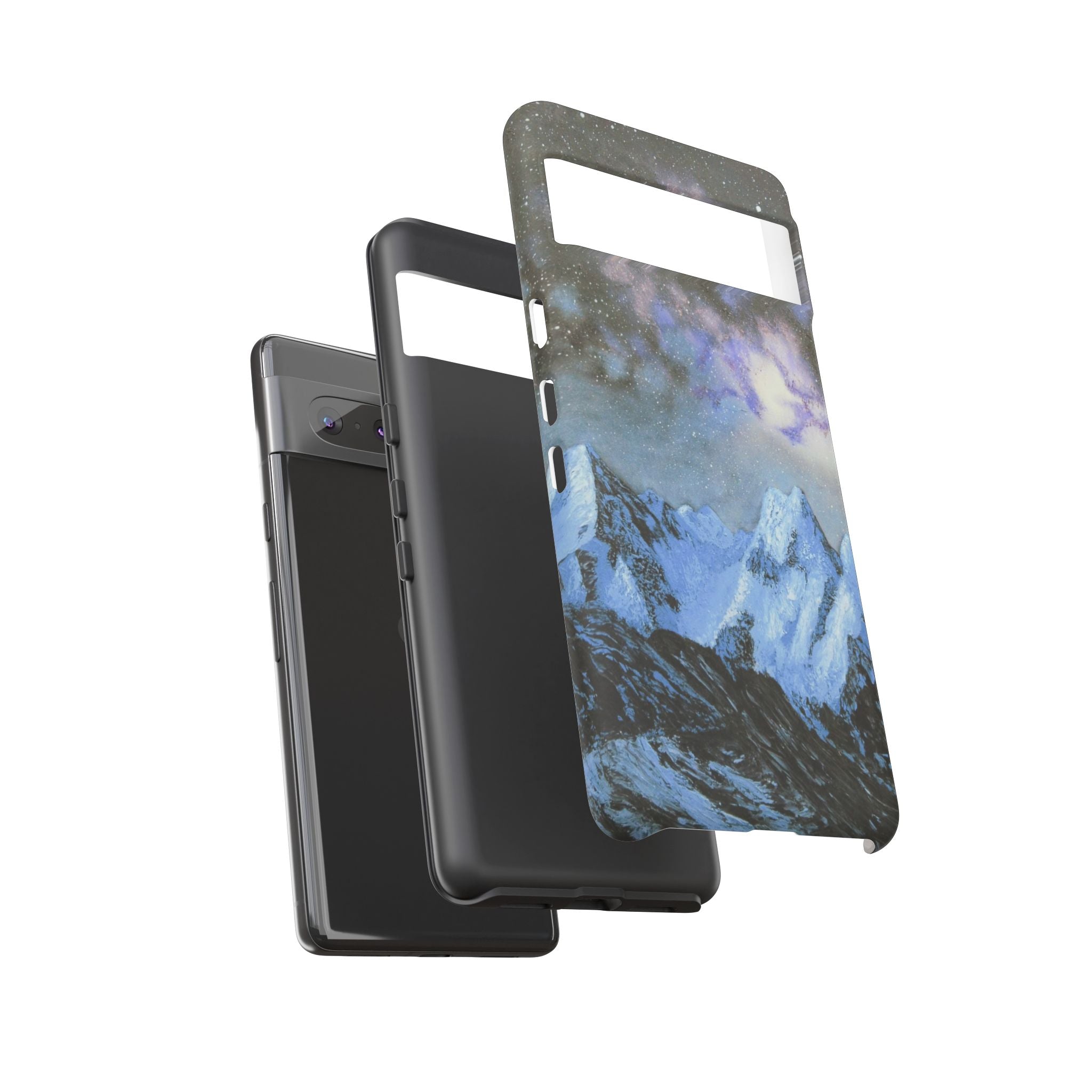 Mountain Night Sky Phone Case — Tough Protective iPhone Cover with Aurora & Snowy Peaks