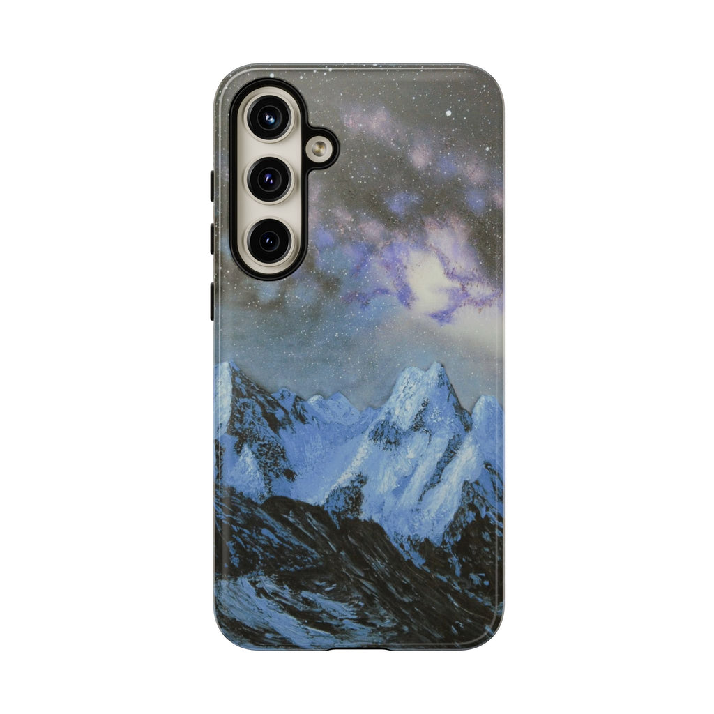 Mountain Night Sky Phone Case — Tough Protective iPhone Cover with Aurora & Snowy Peaks