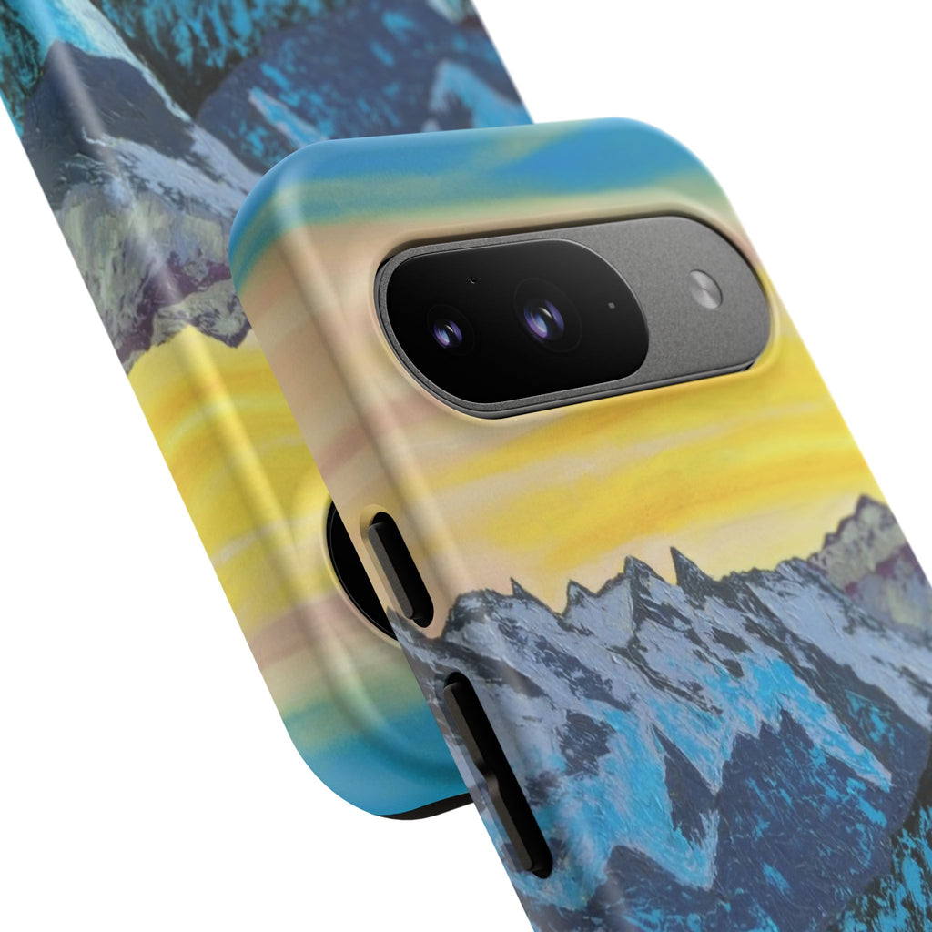 Mountain Sunset Phone Case — Protective Tough Case with Scenic Blue Peaks Design
