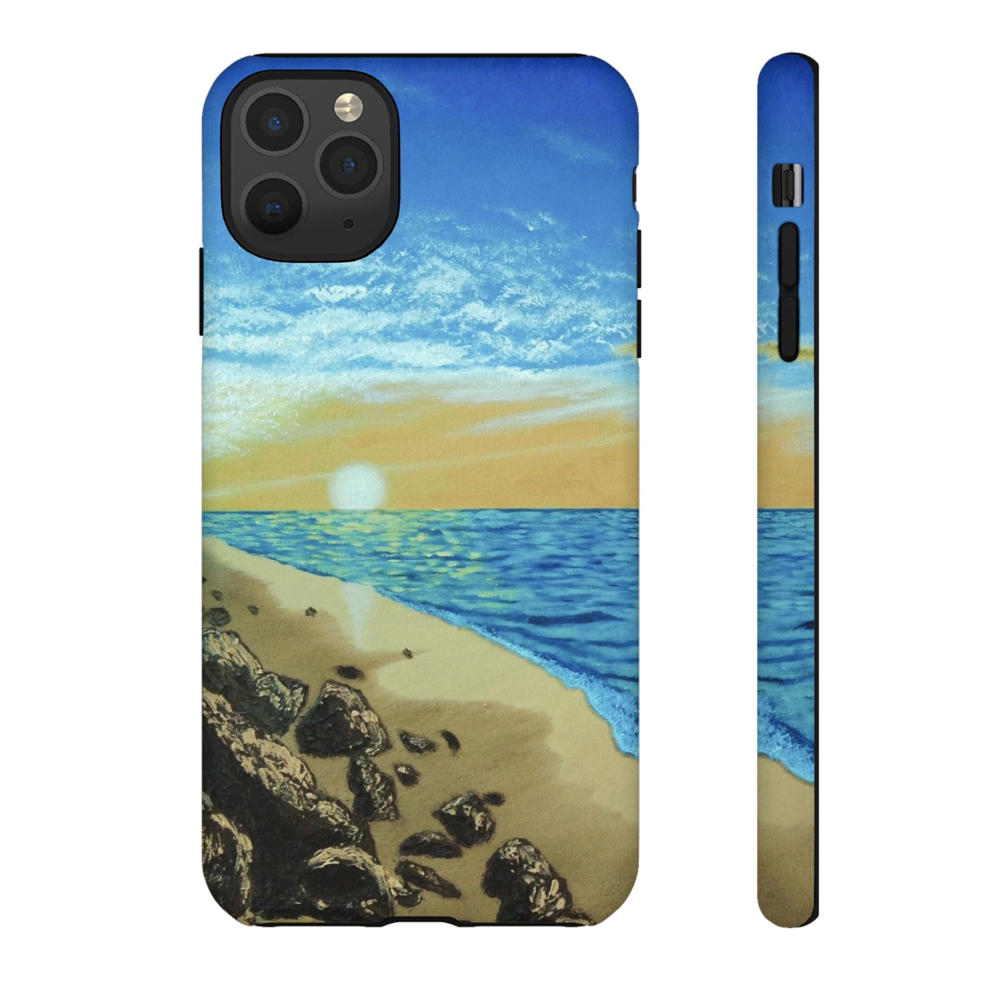 Beach Sunset Phone Case — Protective Tough Case with Coastal Shoreline Design