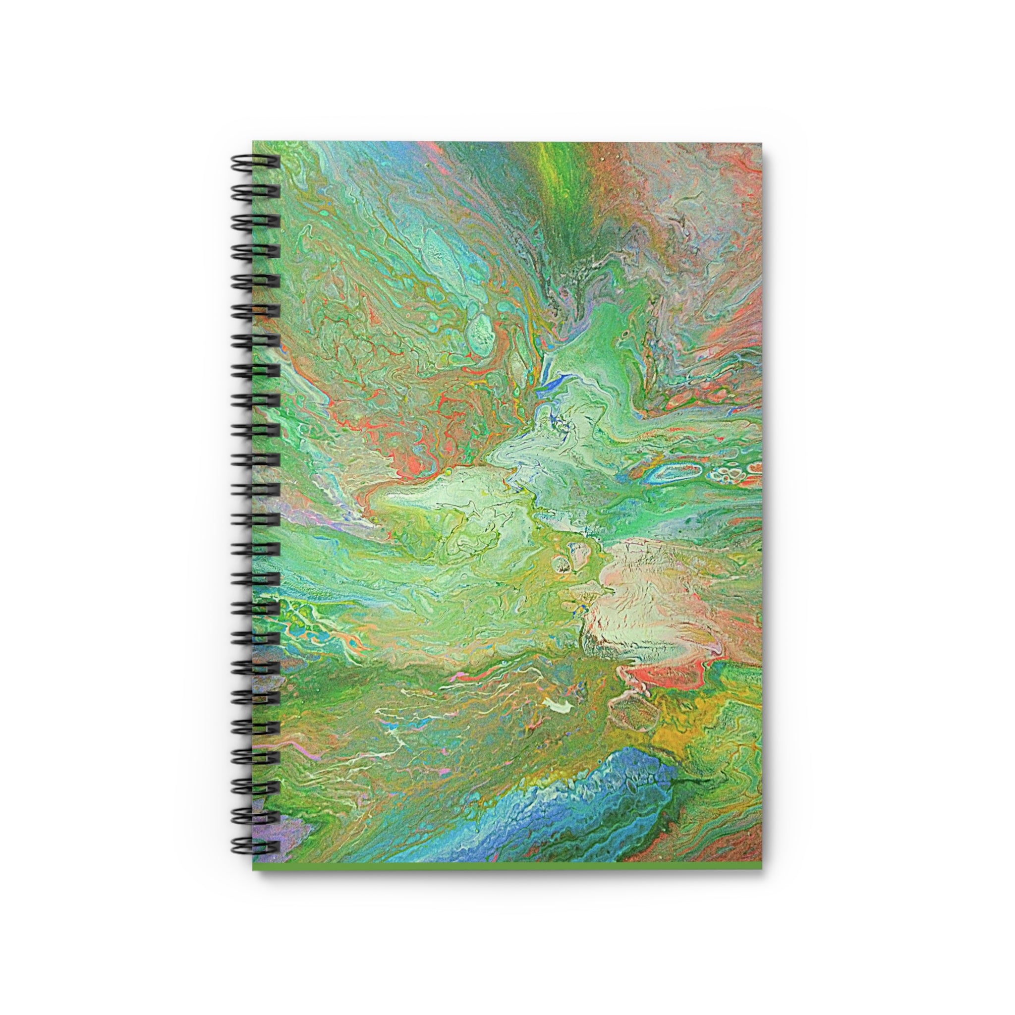 Green Abstract Marble Spiral Notebook — Ruled Journal for Artists & Students