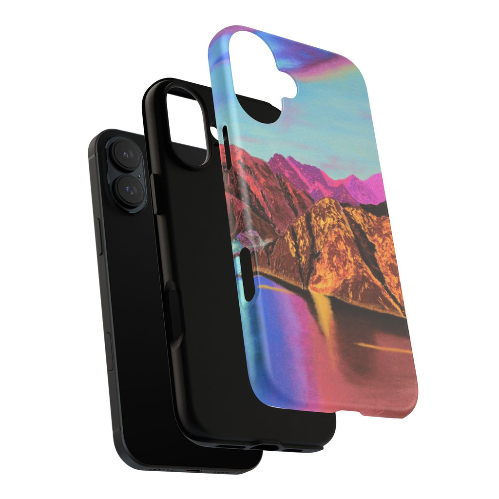 Protective Phone Case — Vibrant Retro Mountain Landscape