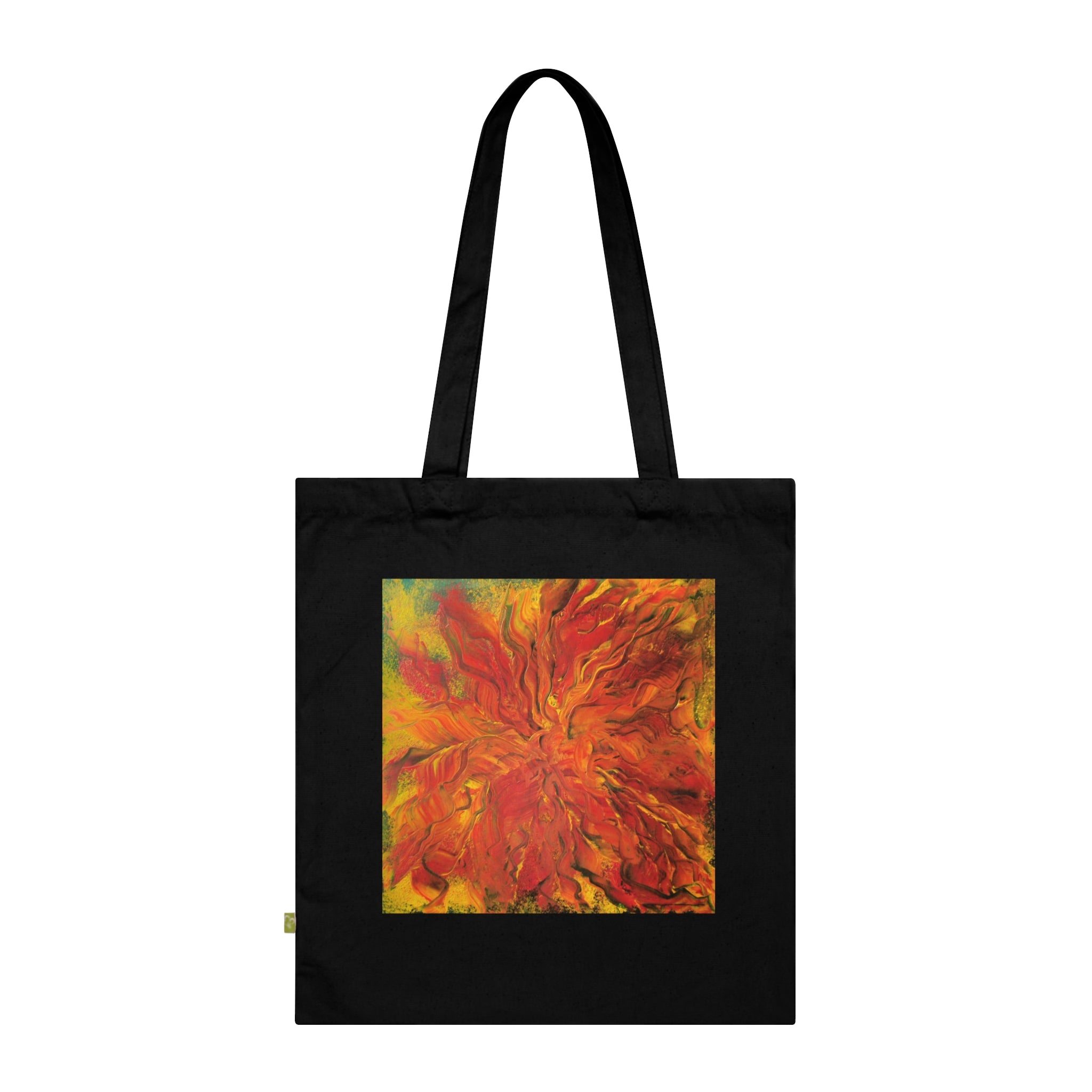 Tote Bag — Abstract Fiery Floral Art Cotton Tote (Yellow & Orange)