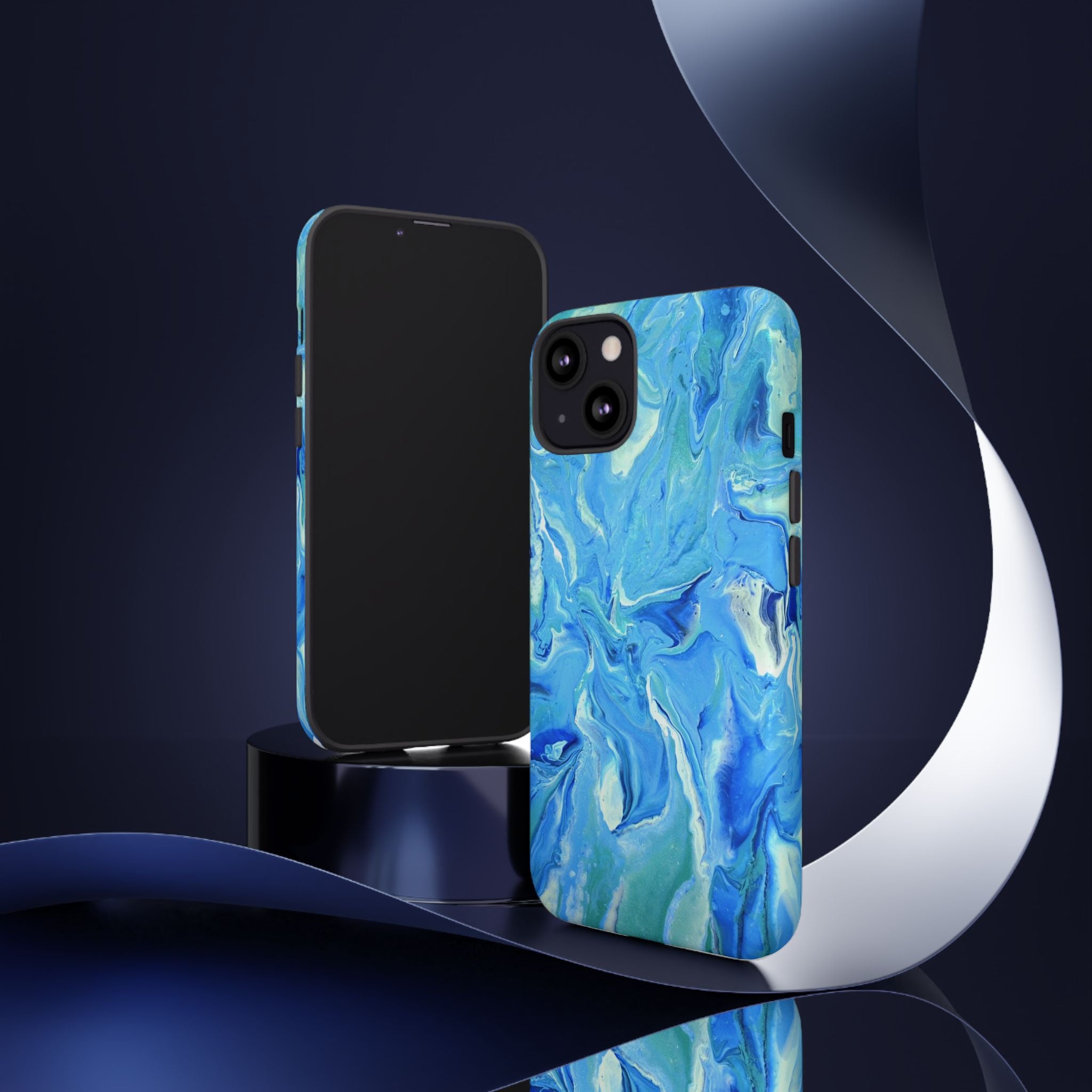 Blue Marble Tough Phone Case — Ocean Swirl Protective iPhone Cover