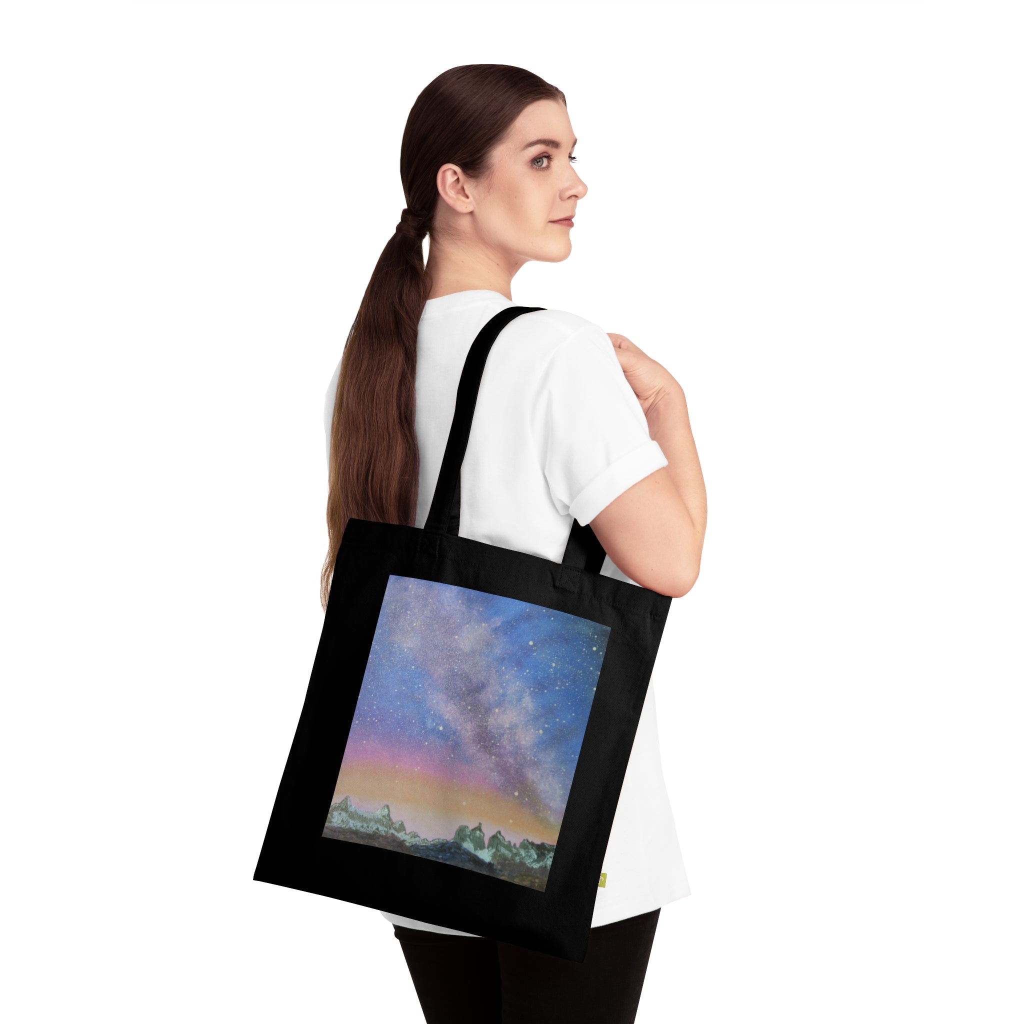Milky Way Night Sky Tote Bag — Celestial Galaxy Canvas Grocery Tote