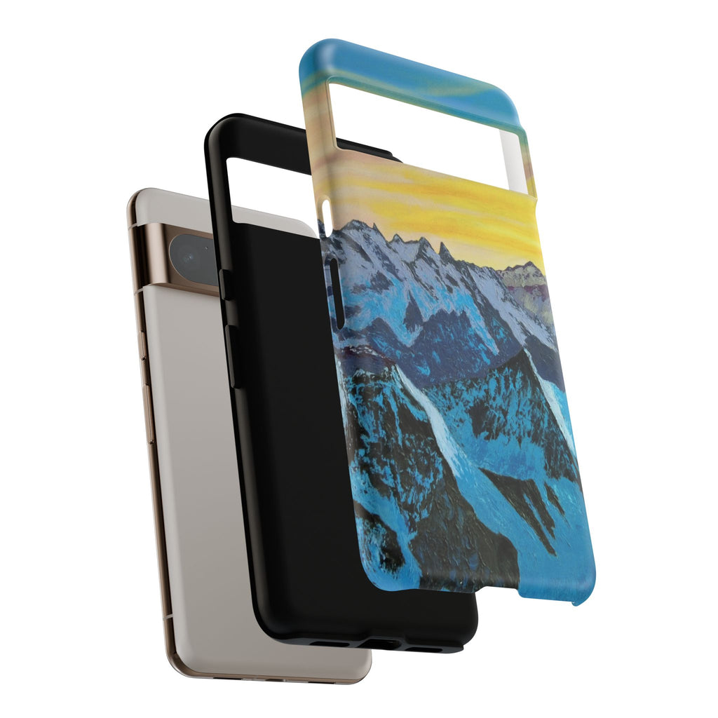 Mountain Sunset Phone Case — Protective Tough Case with Scenic Blue Peaks Design