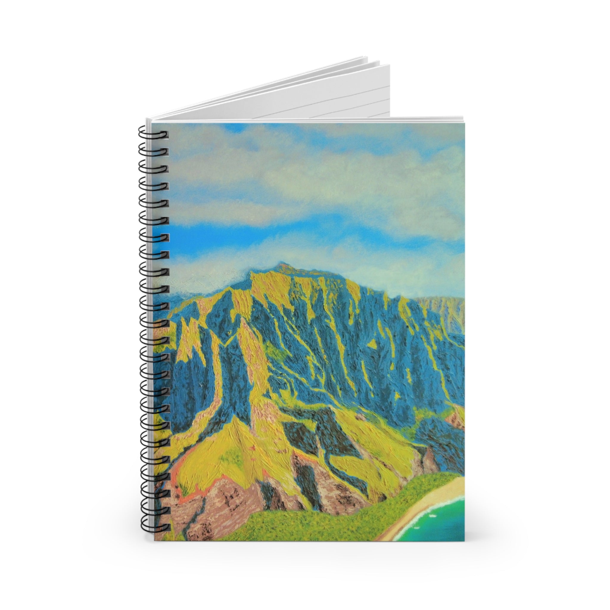 Tropical Mountain Spiral Notebook — Vibrant Kauai Coastal Art Ruled Journal