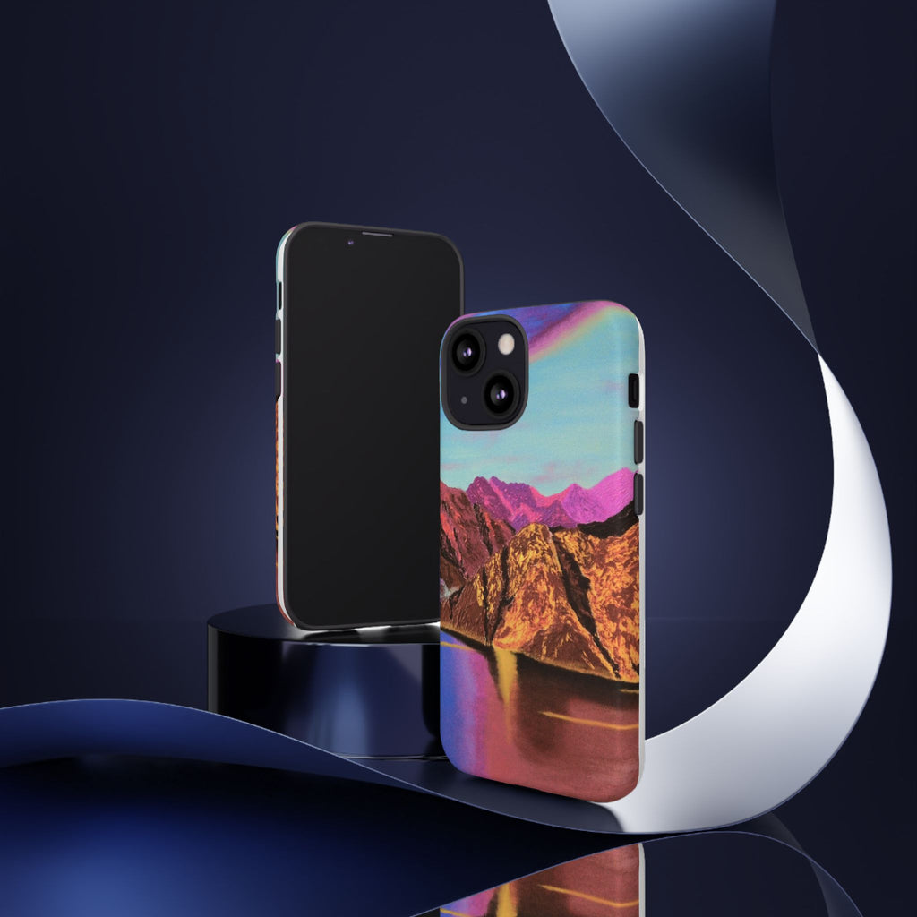 Protective Phone Case — Vibrant Retro Mountain Landscape