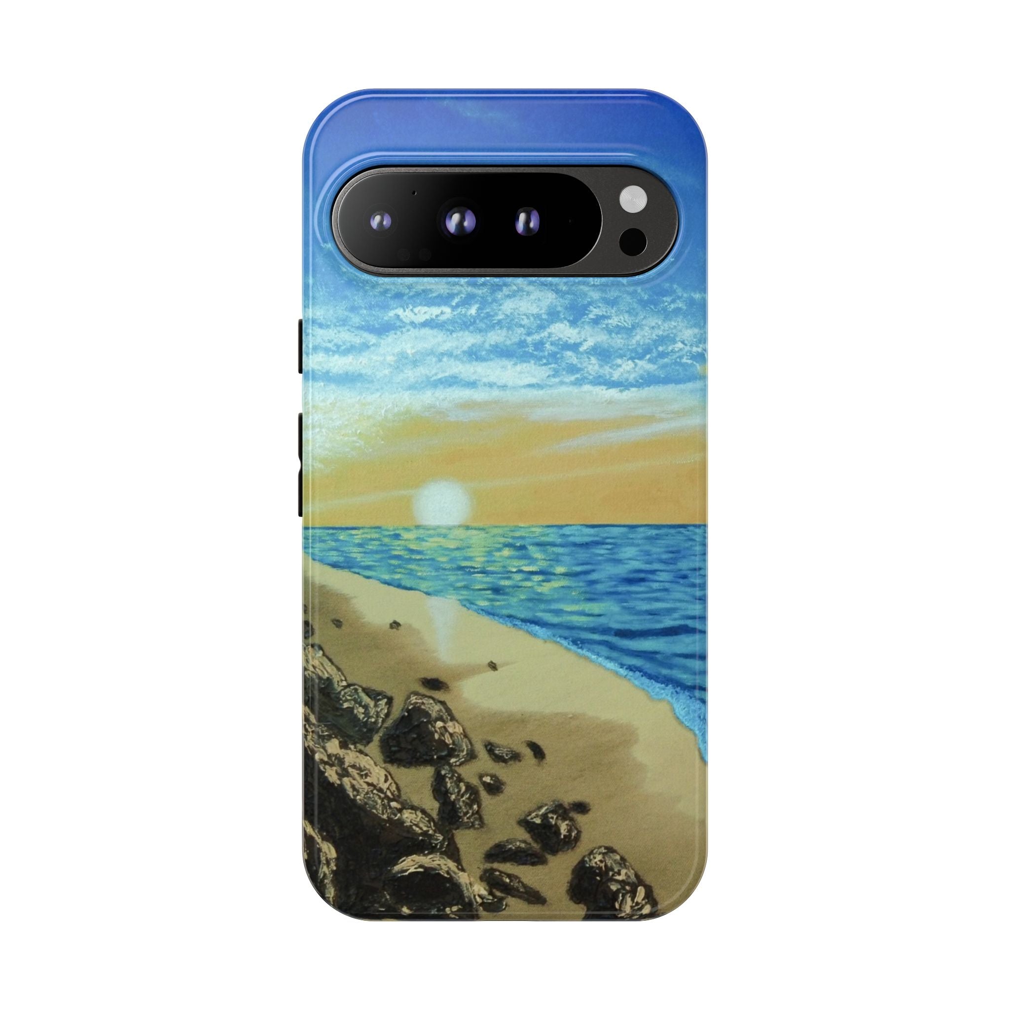 Beach Sunset Phone Case — Protective Tough Case with Coastal Shoreline Design
