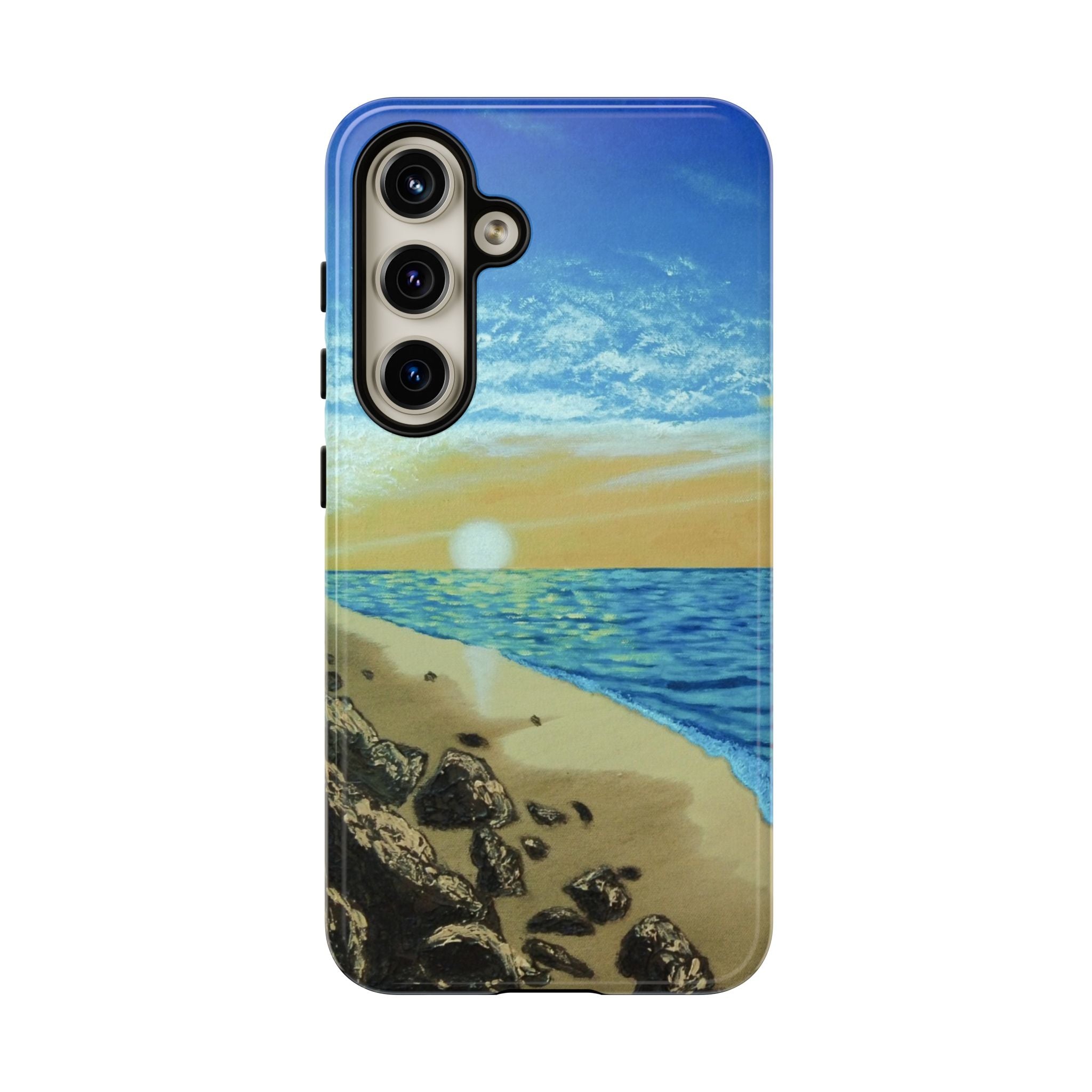 Beach Sunset Phone Case — Protective Tough Case with Coastal Shoreline Design