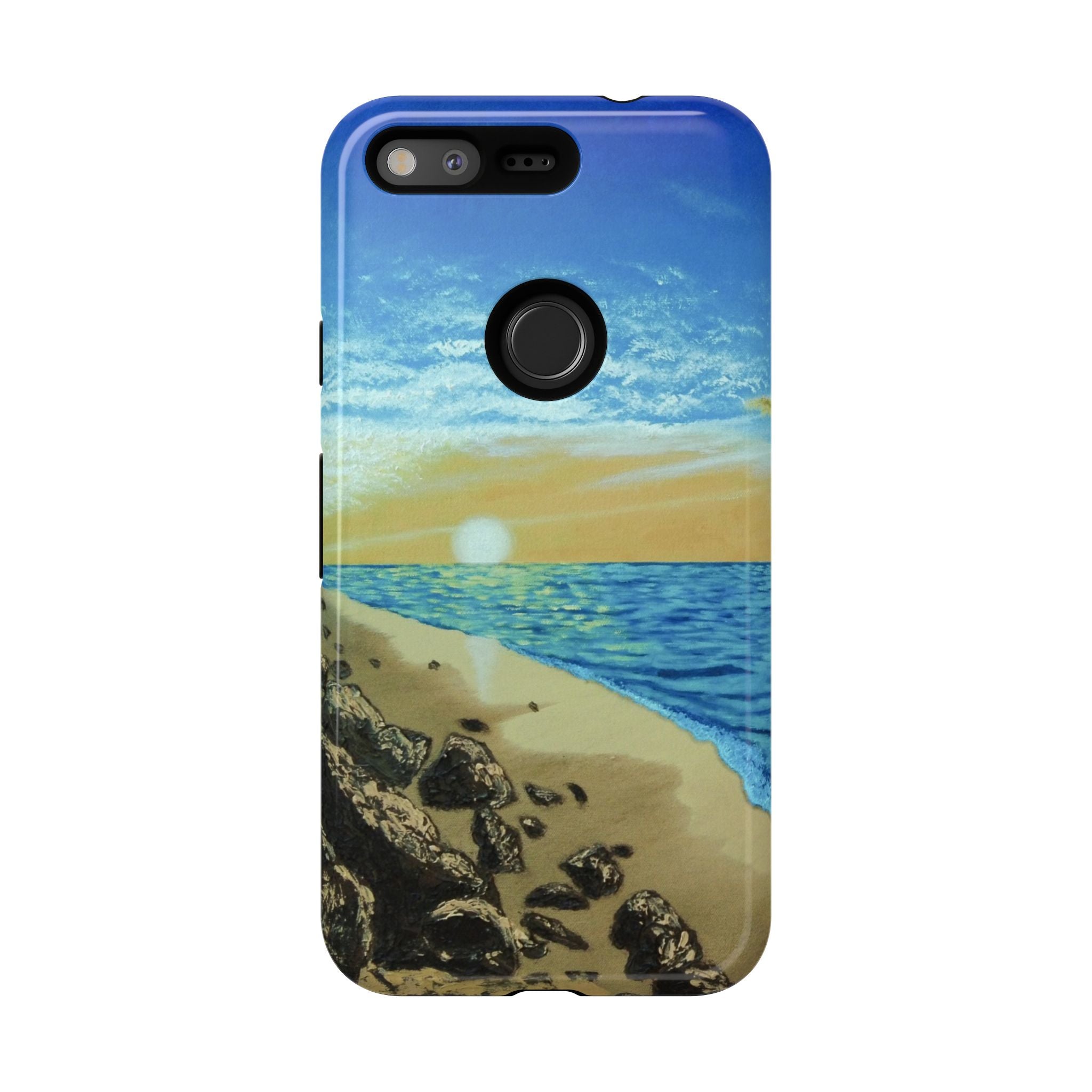 Beach Sunset Phone Case — Protective Tough Case with Coastal Shoreline Design