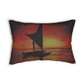 Sunset Sail Lumbar Pillow — Nautical Boat Silhouette Decorative Pillow