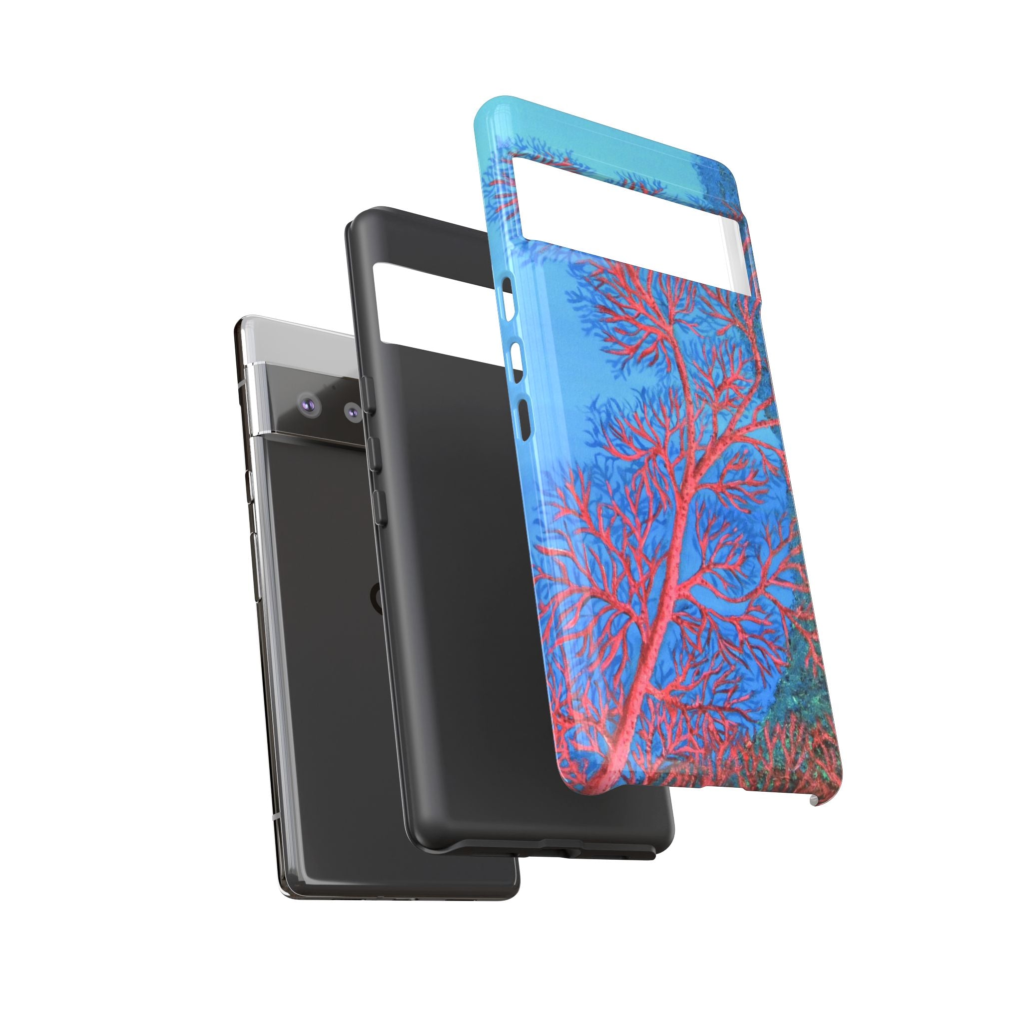 Coral Reef Phone Case — Vibrant Red Sea Fan on Ocean Blue Tough Case