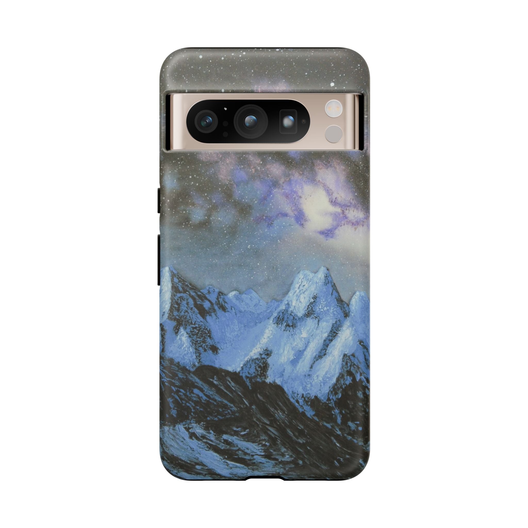 Mountain Night Sky Phone Case — Tough Protective iPhone Cover with Aurora & Snowy Peaks