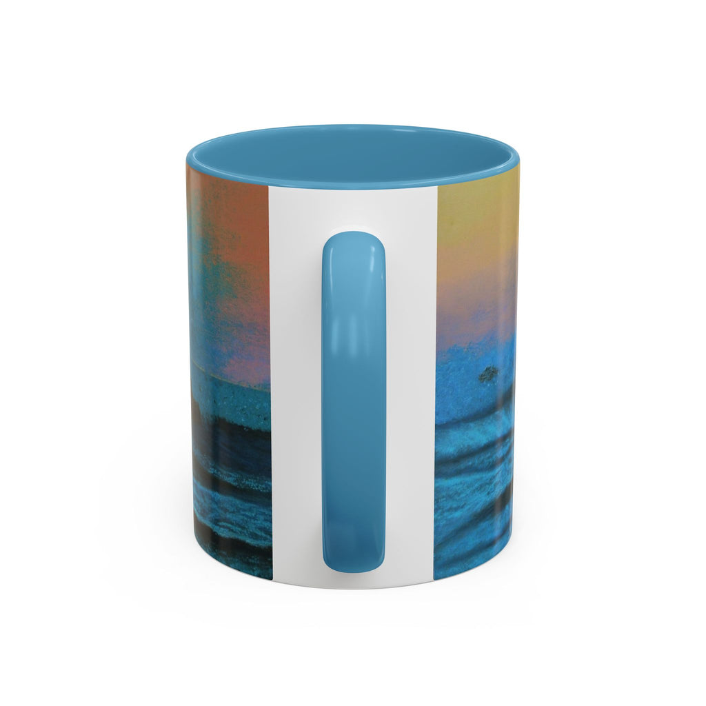 Ocean Sunset Accent Coffee Mug — Blue Teal Seascape Art (11/15oz)