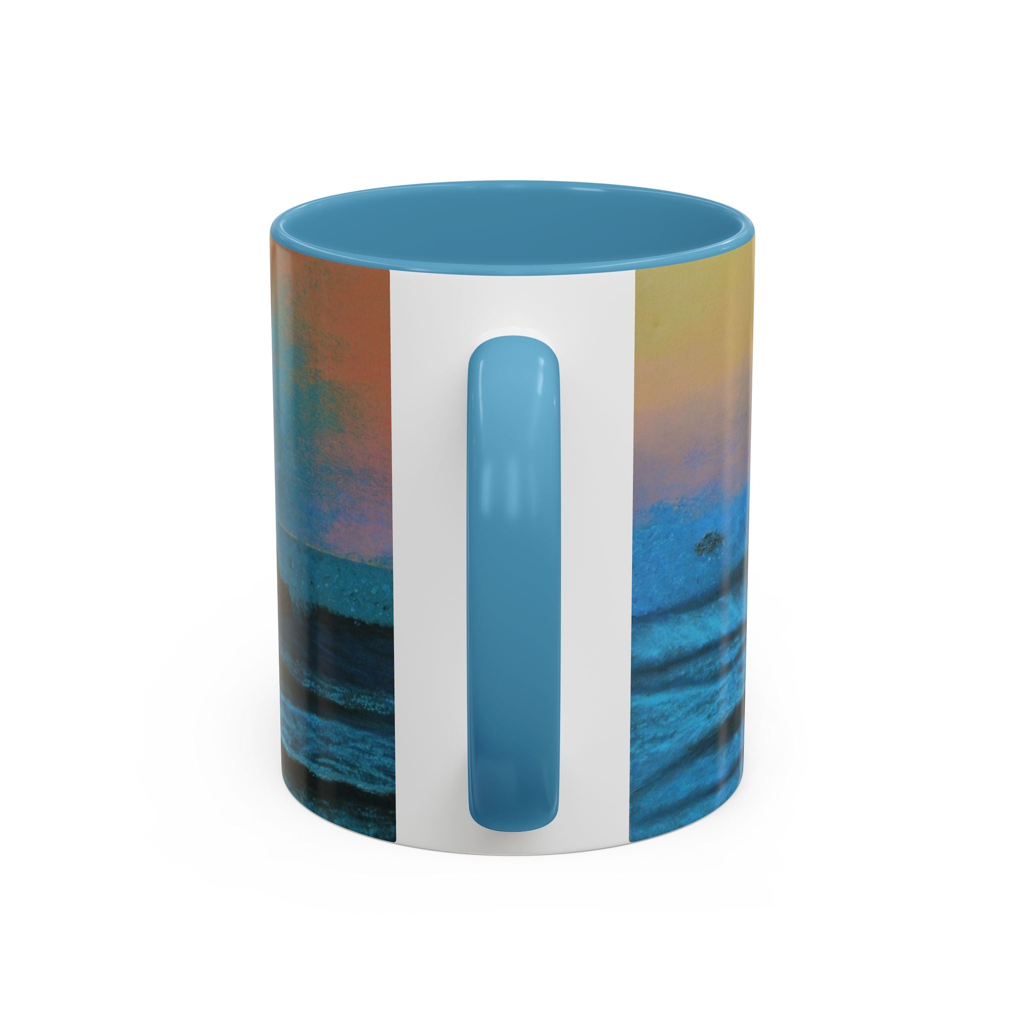 Ocean Sunset Accent Coffee Mug — Blue Teal Seascape Art (11/15oz)