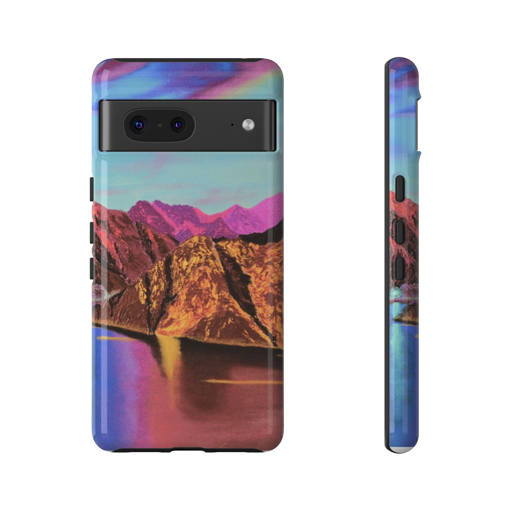 Protective Phone Case — Vibrant Retro Mountain Landscape