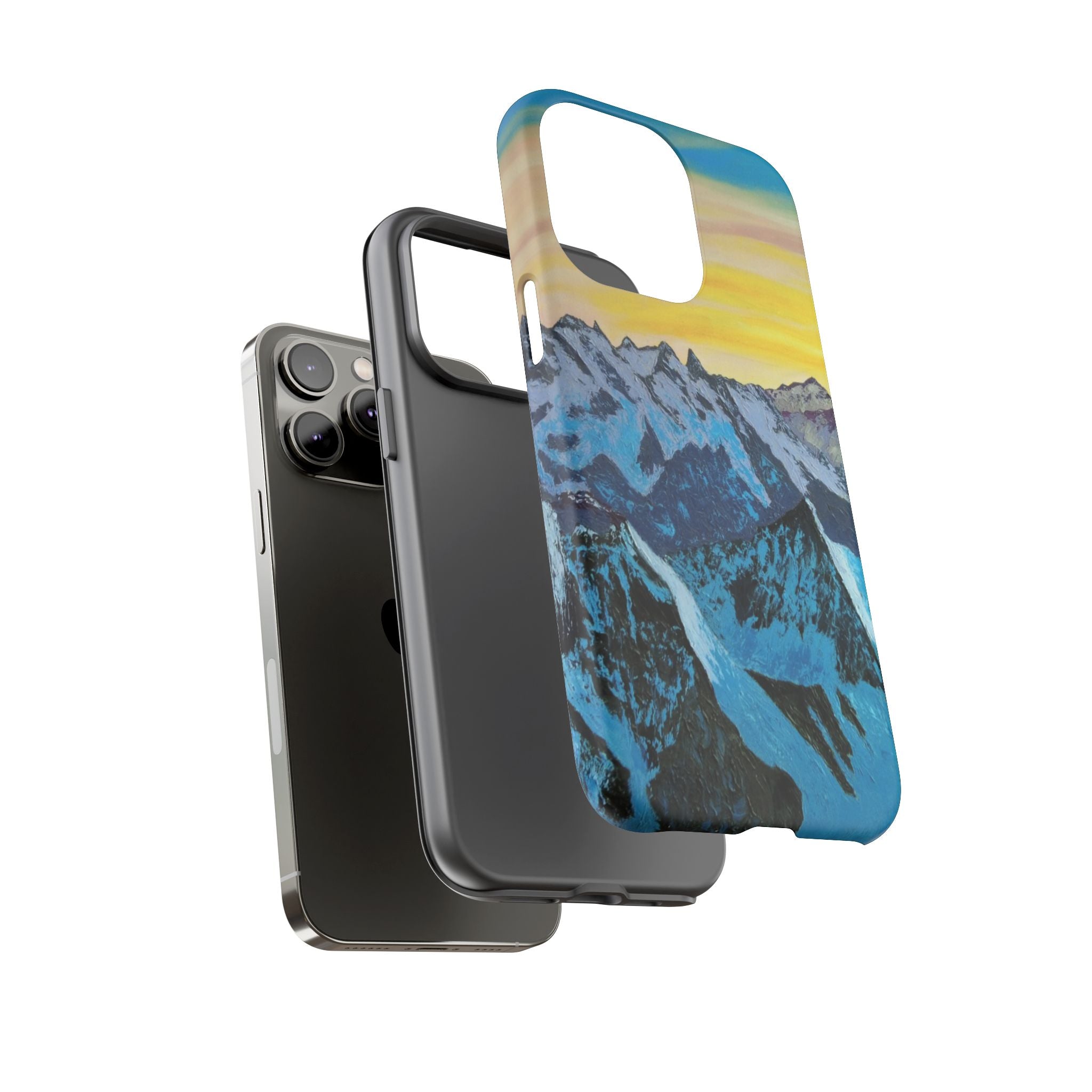 Mountain Sunset Phone Case — Protective Tough Case with Scenic Blue Peaks Design