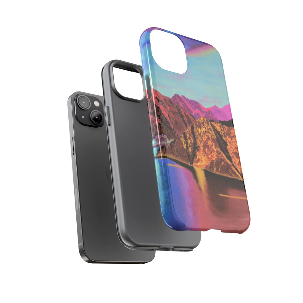 Protective Phone Case — Vibrant Retro Mountain Landscape