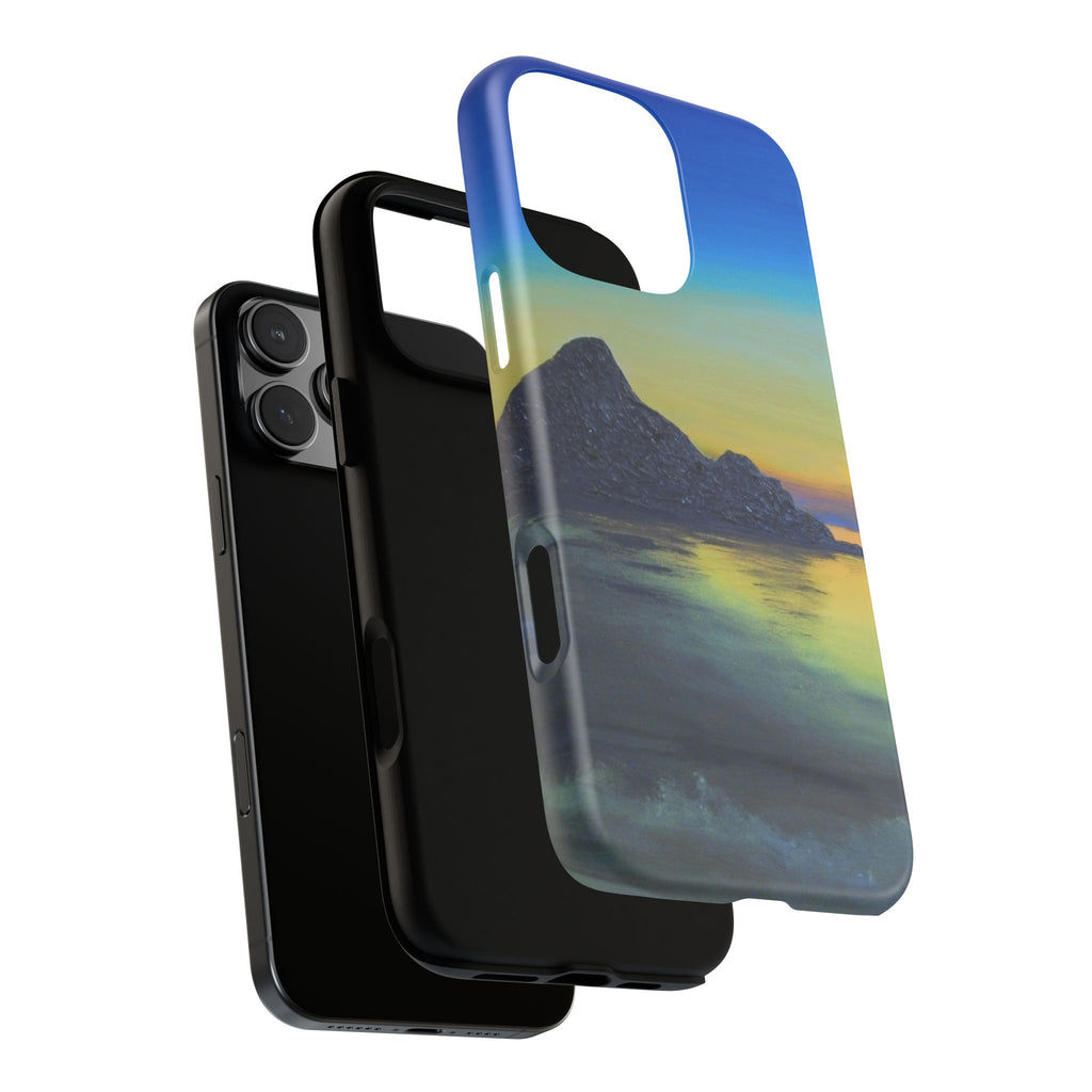 Sunset Cove Phone Case — Durable Protective Tough Case with Tranquil Beach Landscape
