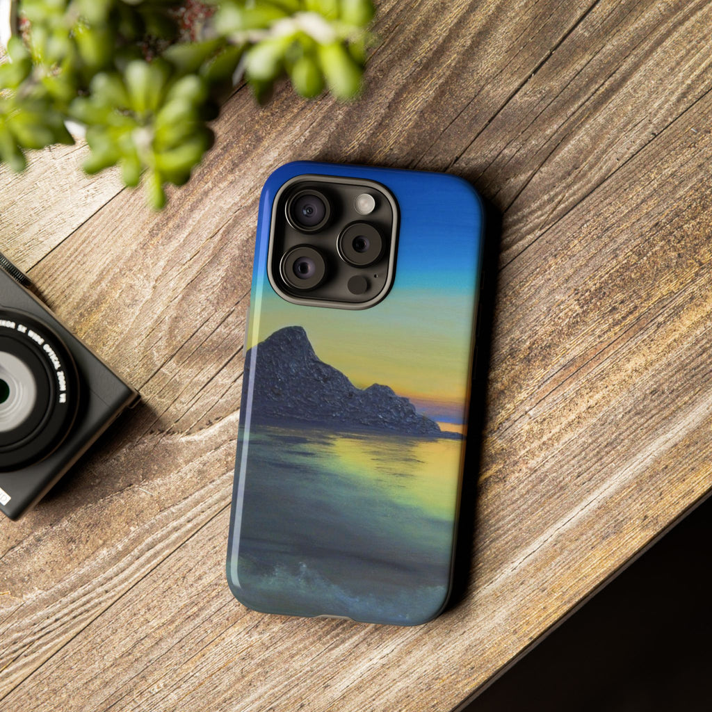 Sunset Cove Phone Case — Durable Protective Tough Case with Tranquil Beach Landscape