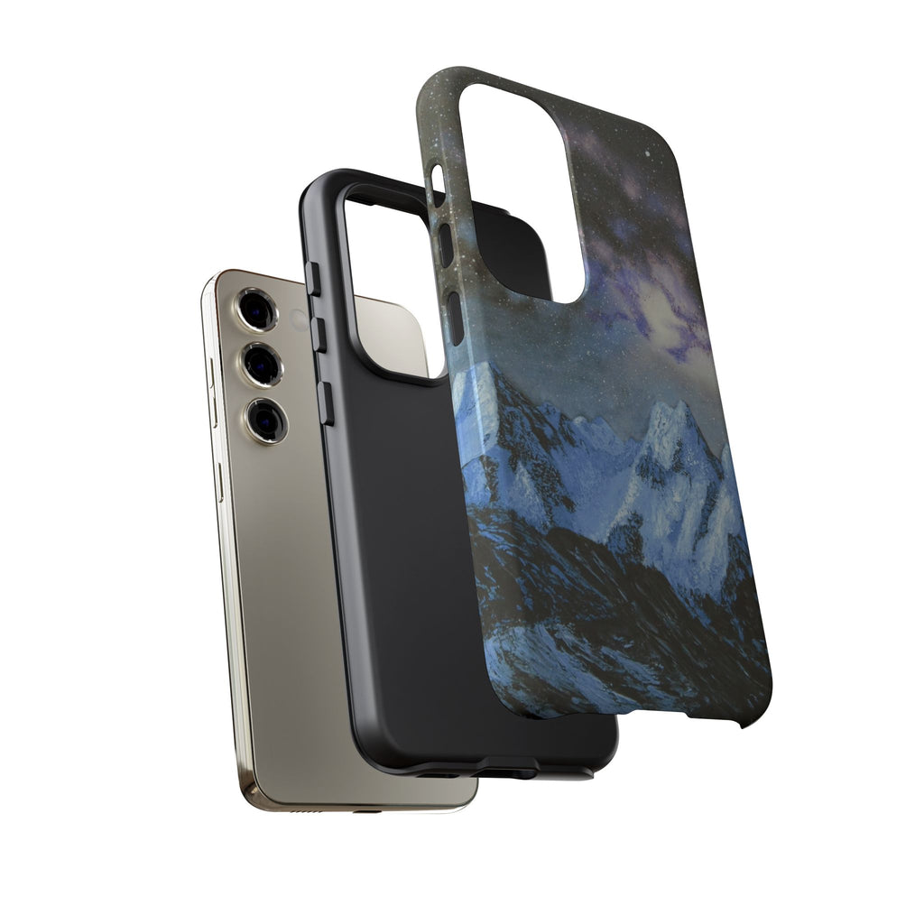 Mountain Night Sky Phone Case — Tough Protective iPhone Cover with Aurora & Snowy Peaks