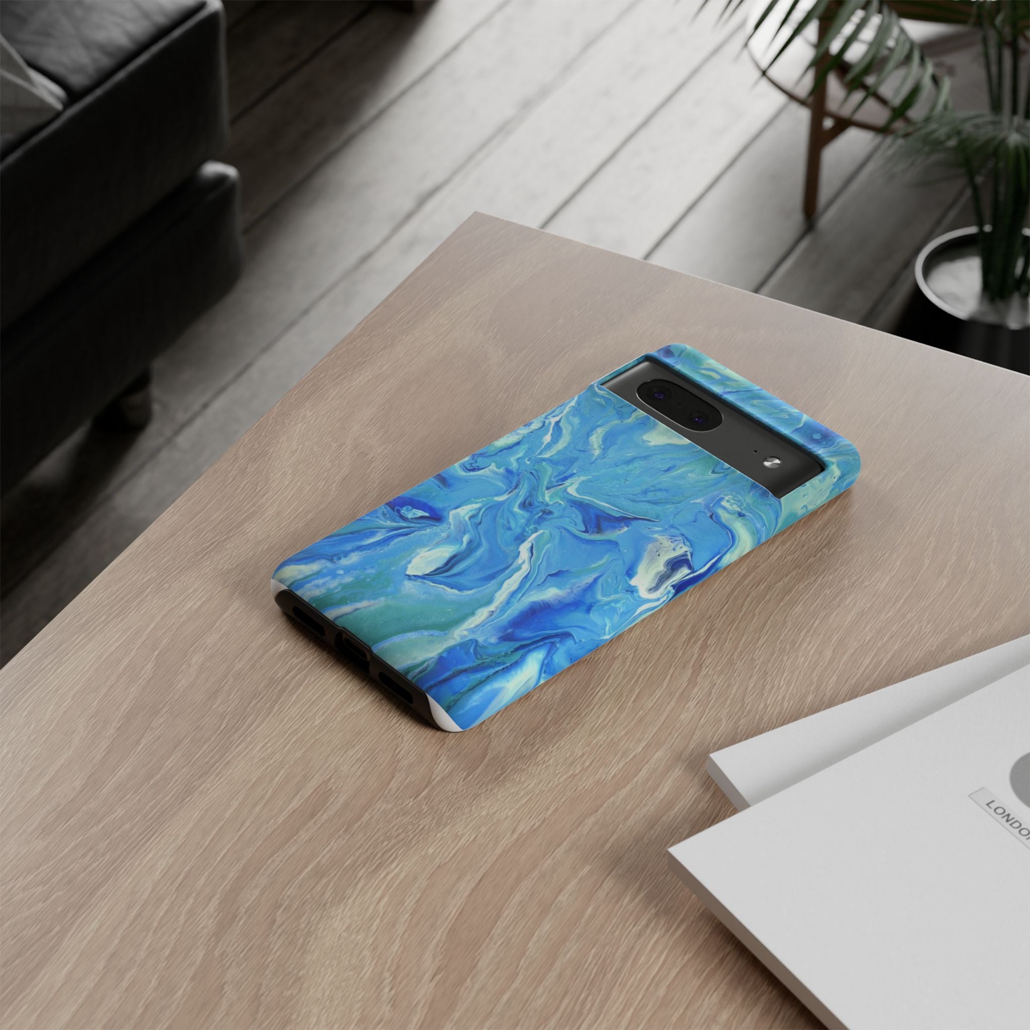Blue Marble Tough Phone Case — Ocean Swirl Protective iPhone Cover