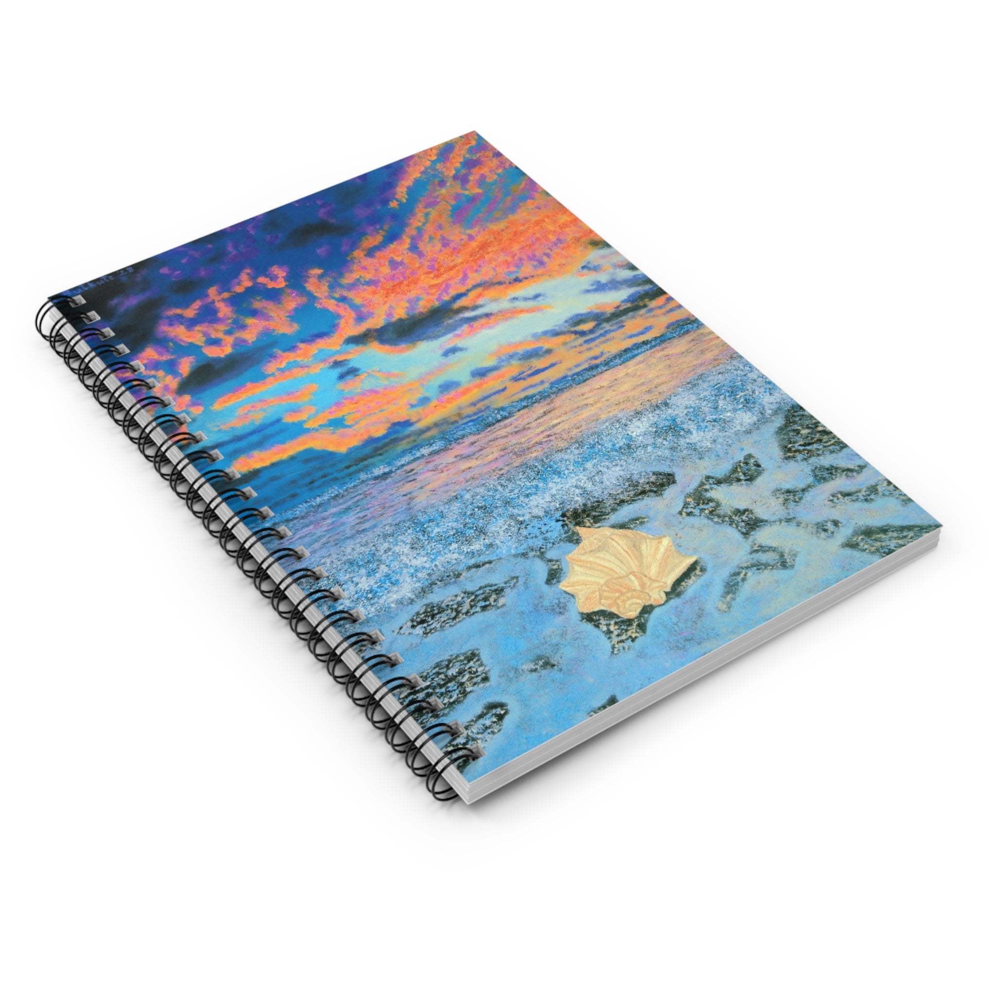 Sunset Seashore Spiral Notebook — Coastal Art Journal (Ruled)