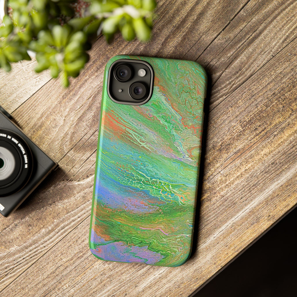 Marbled Green Abstract Phone Case — Protective Tough Case for iPhone