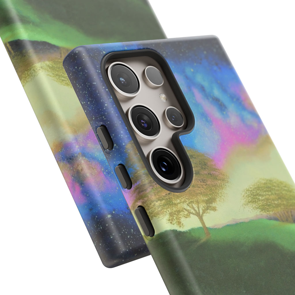 Aurora Nightscape Phone Case — Galaxy Meadow Protective Case