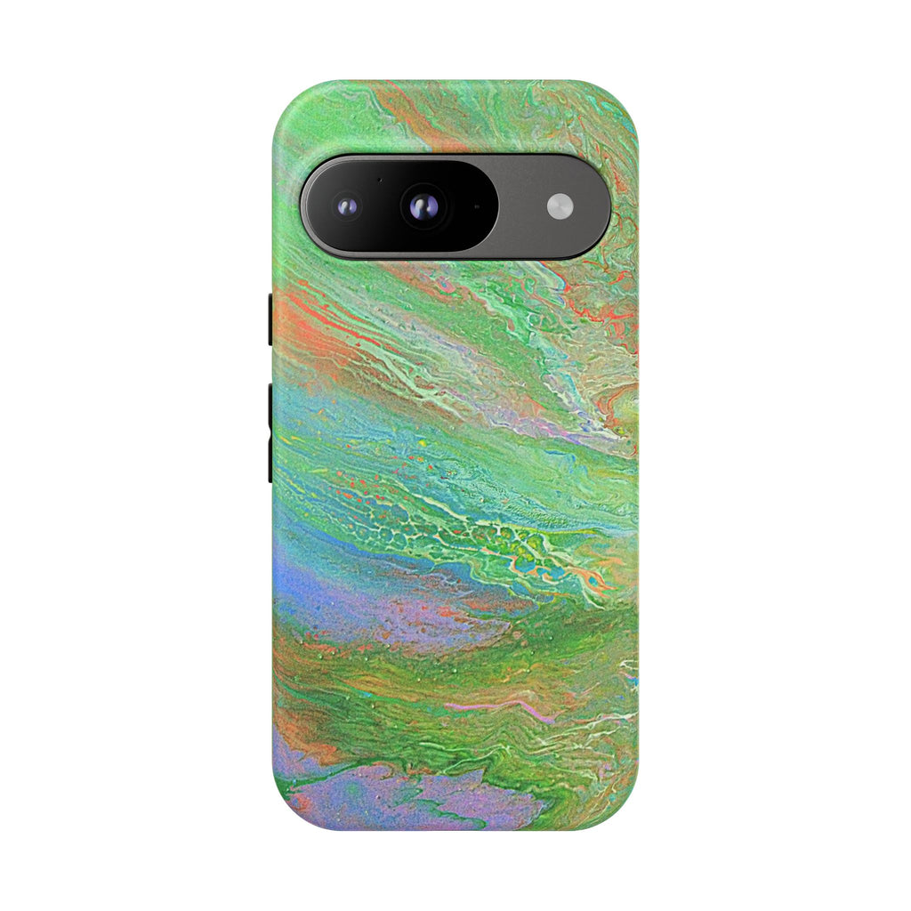 Marbled Green Abstract Phone Case — Protective Tough Case for iPhone