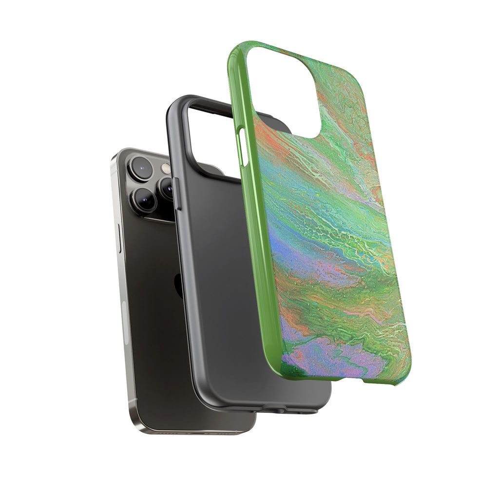 Marbled Green Abstract Phone Case — Protective Tough Case for iPhone