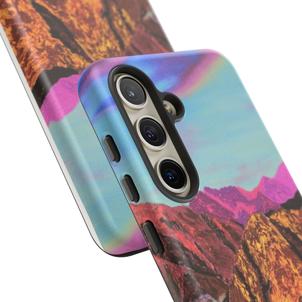 Protective Phone Case — Vibrant Retro Mountain Landscape