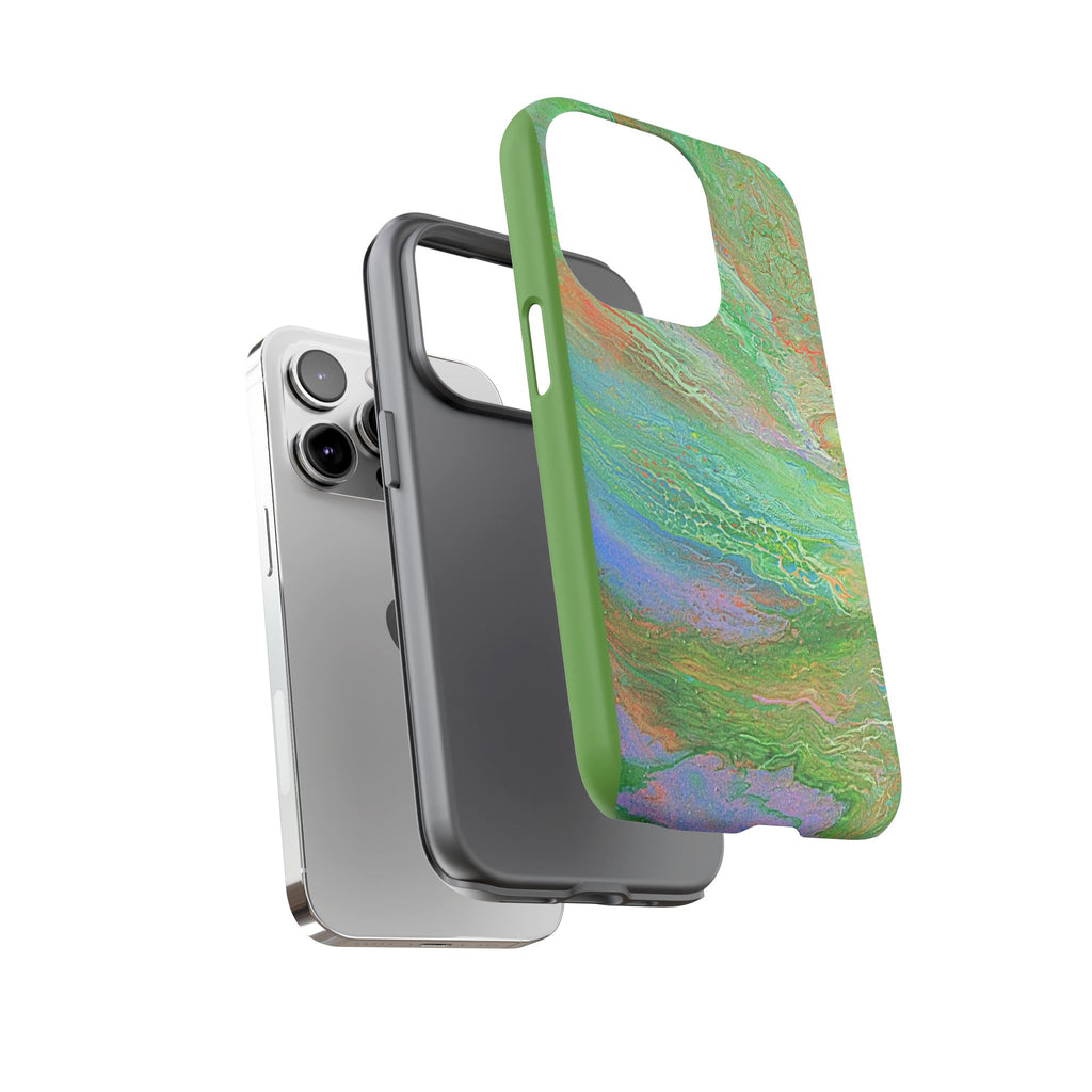 Marbled Green Abstract Phone Case — Protective Tough Case for iPhone