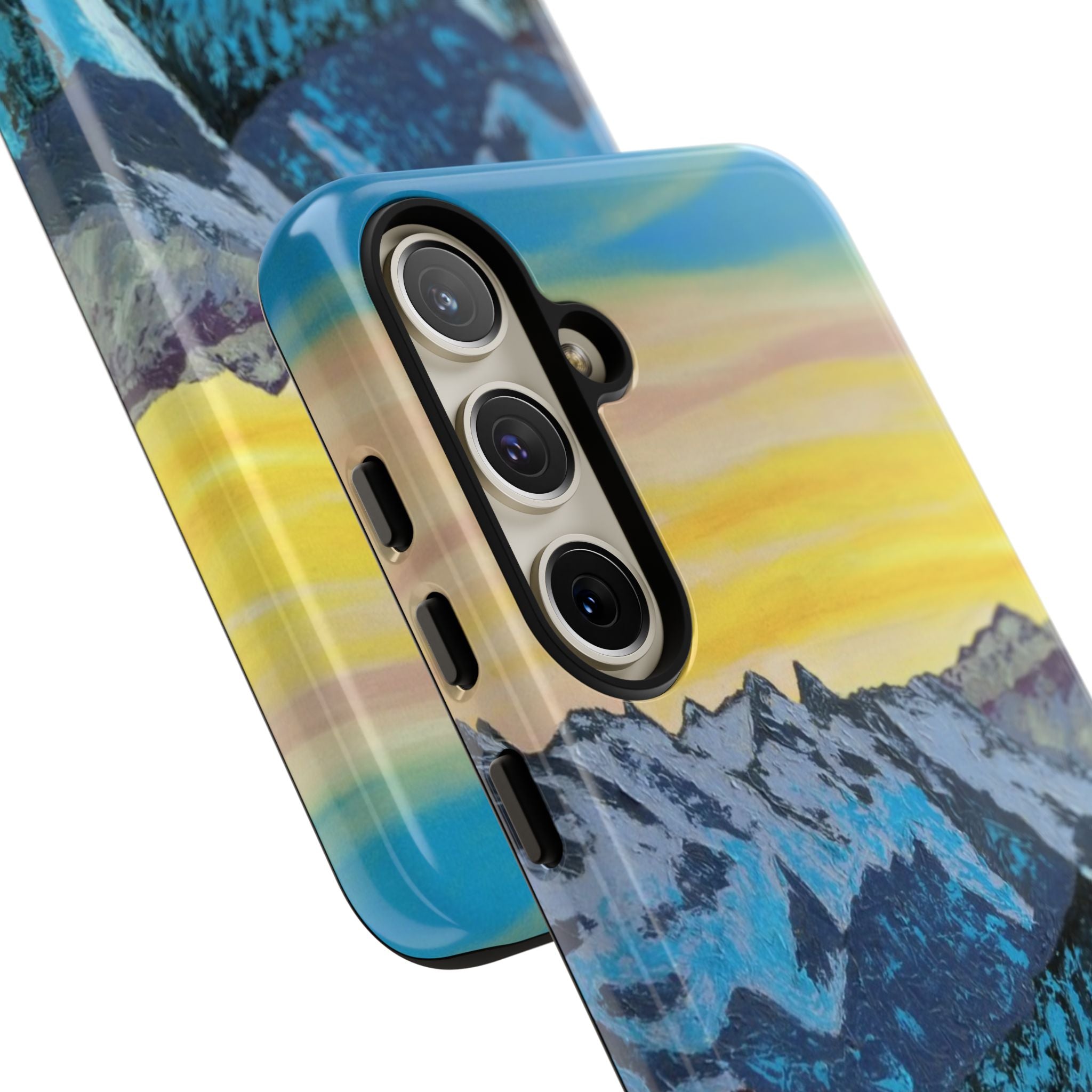Mountain Sunset Phone Case — Protective Tough Case with Scenic Blue Peaks Design