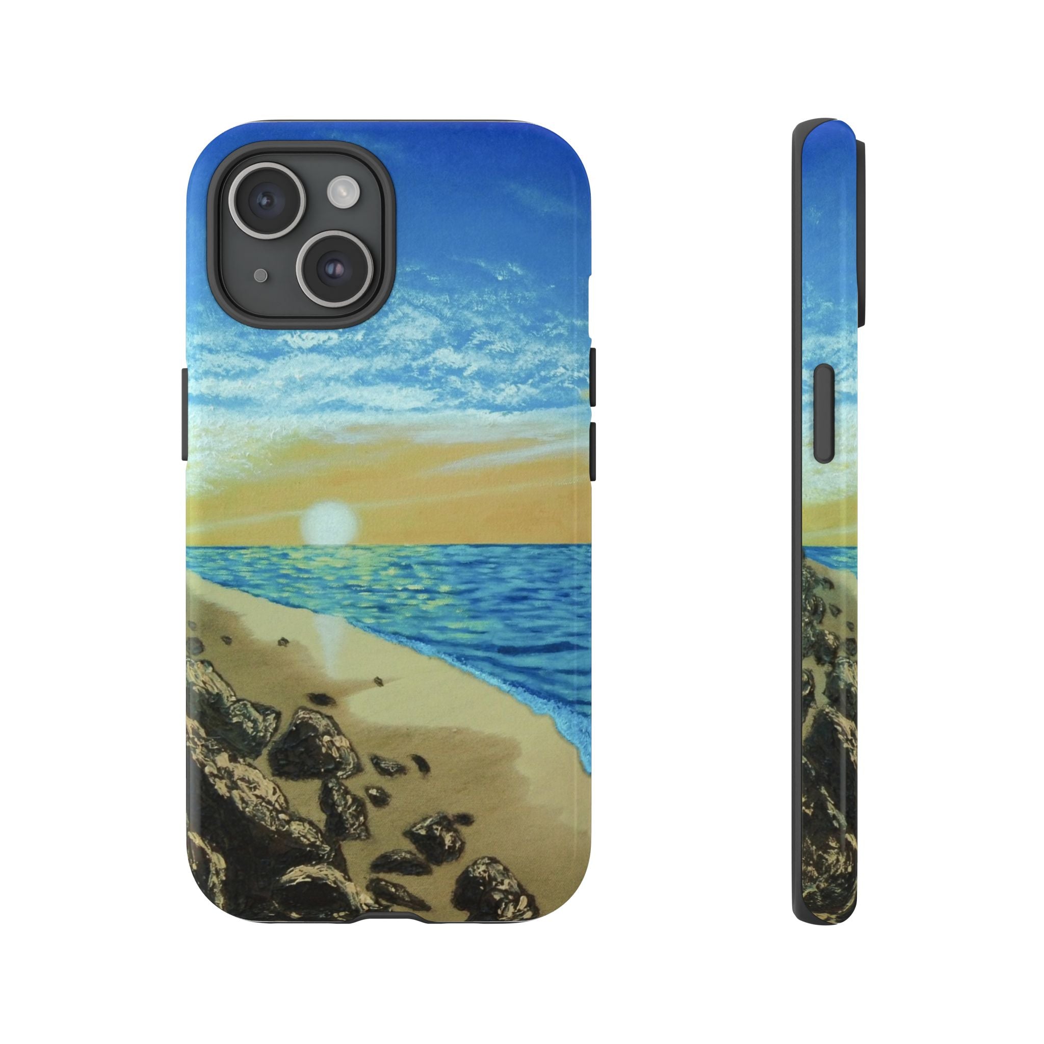 Beach Sunset Phone Case — Protective Tough Case with Coastal Shoreline Design
