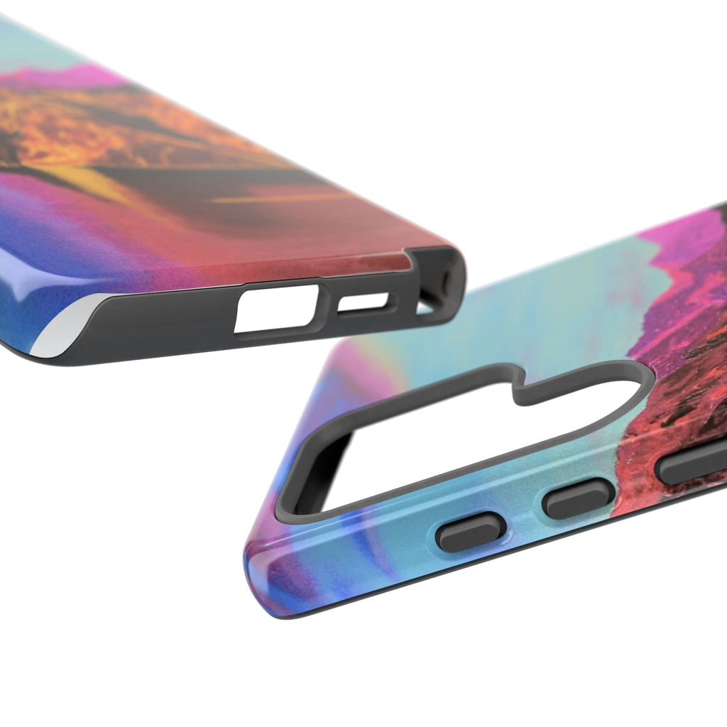 Protective Phone Case — Vibrant Retro Mountain Landscape