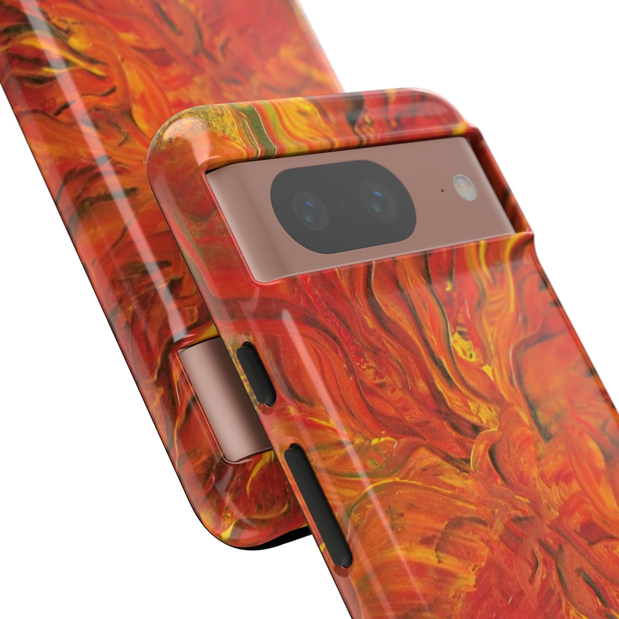 Flame Swirl Tough Phone Case — Abstract Red & Orange Art Protective Cover