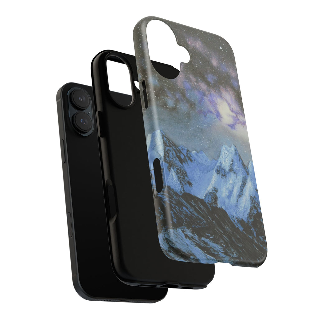 Mountain Night Sky Phone Case — Tough Protective iPhone Cover with Aurora & Snowy Peaks