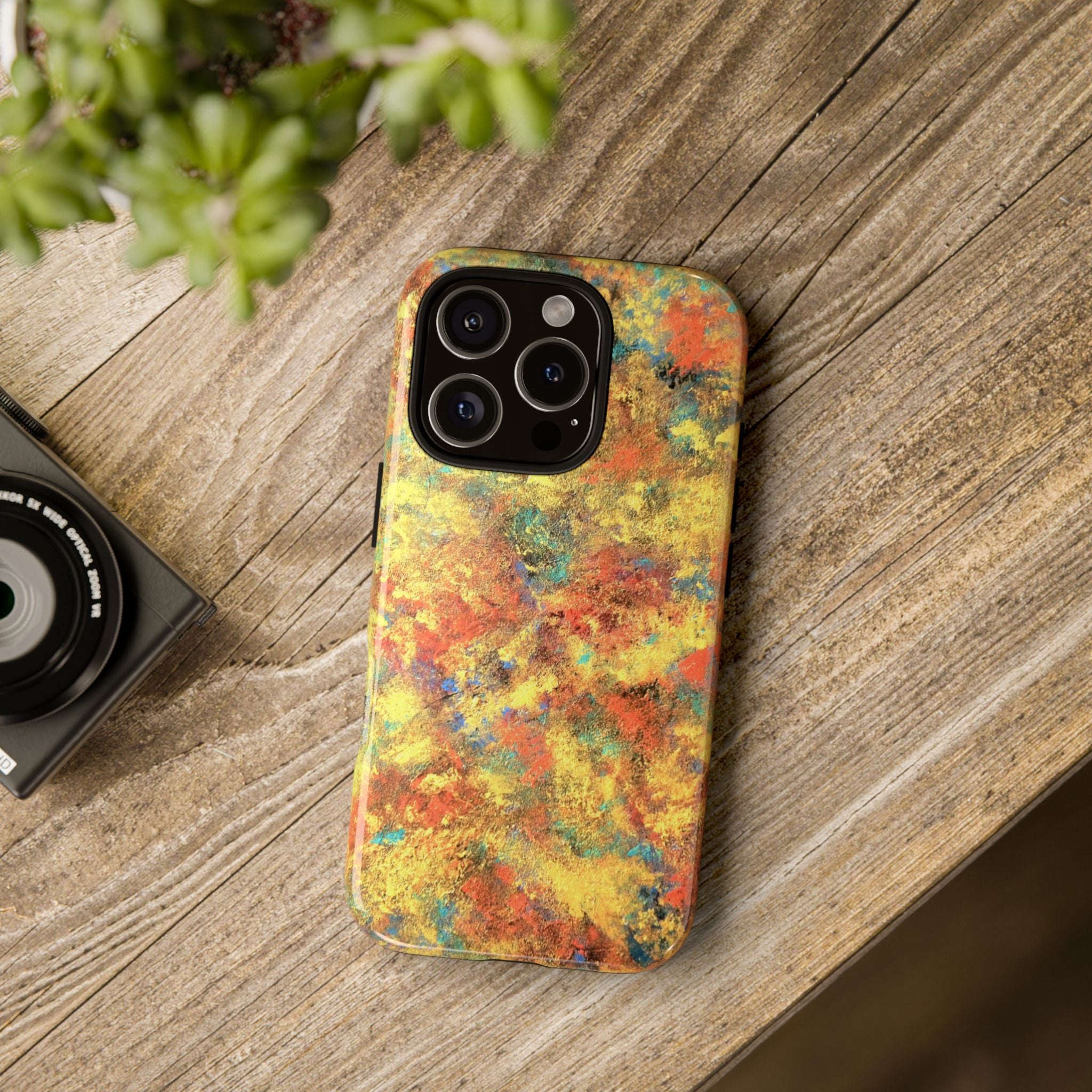 Abstract Autumn Marble Phone Case — Protective iPhone Cover with Warm Fall Colors