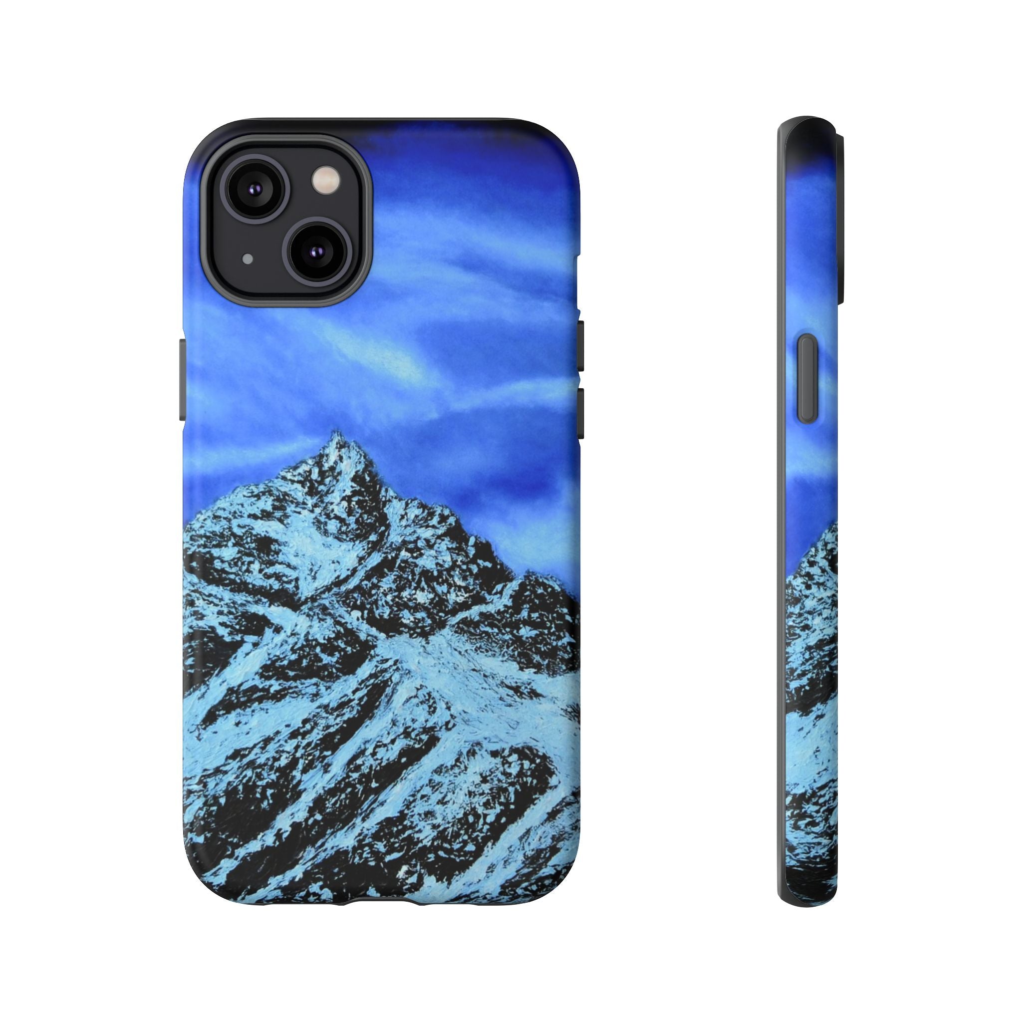 Mountain Peak Blue Tough Phone Case — Rugged Protective iPhone Cover