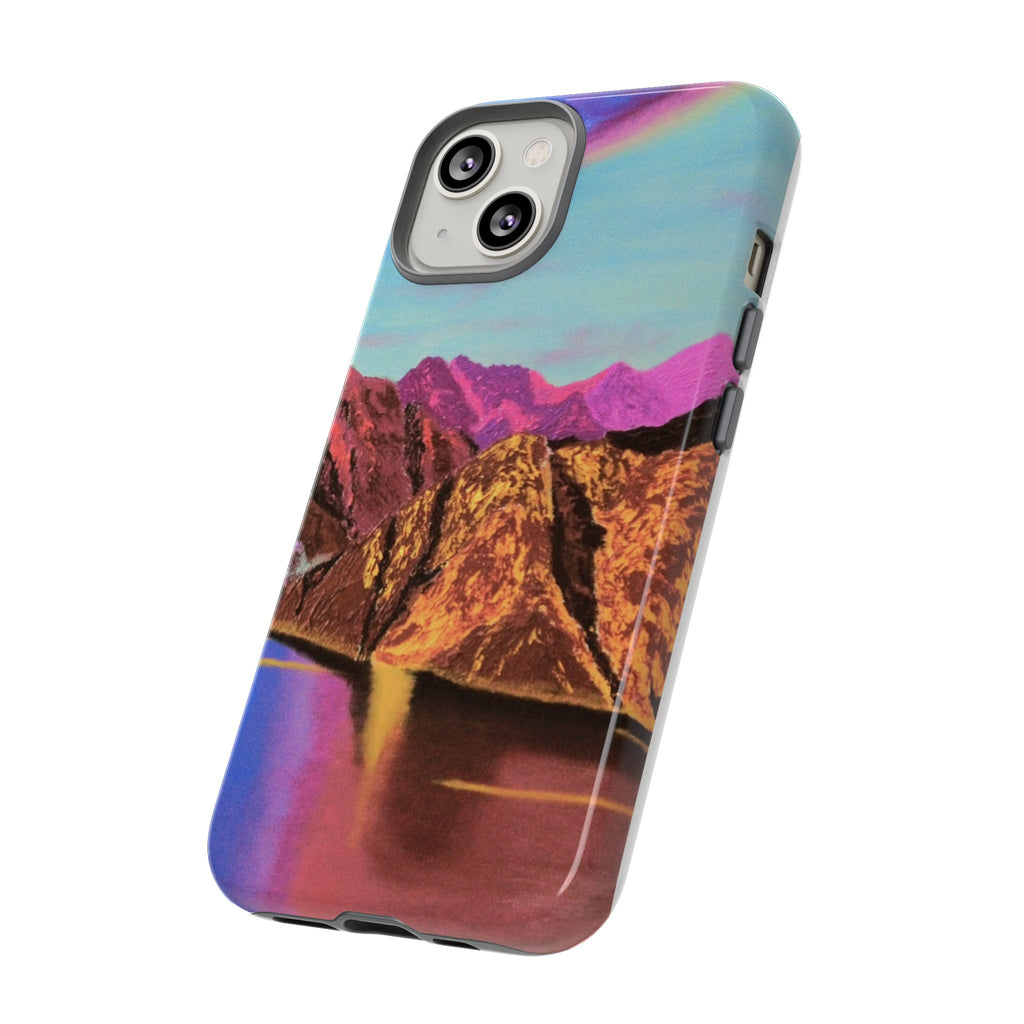 Protective Phone Case — Vibrant Retro Mountain Landscape