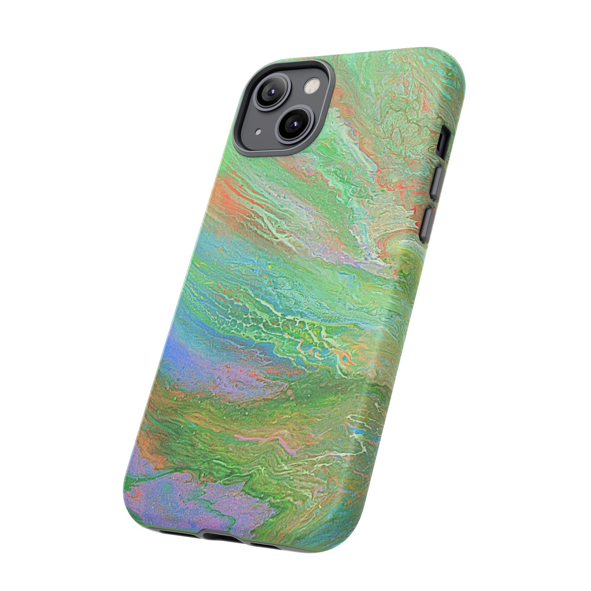 Marbled Green Abstract Phone Case — Protective Tough Case for iPhone