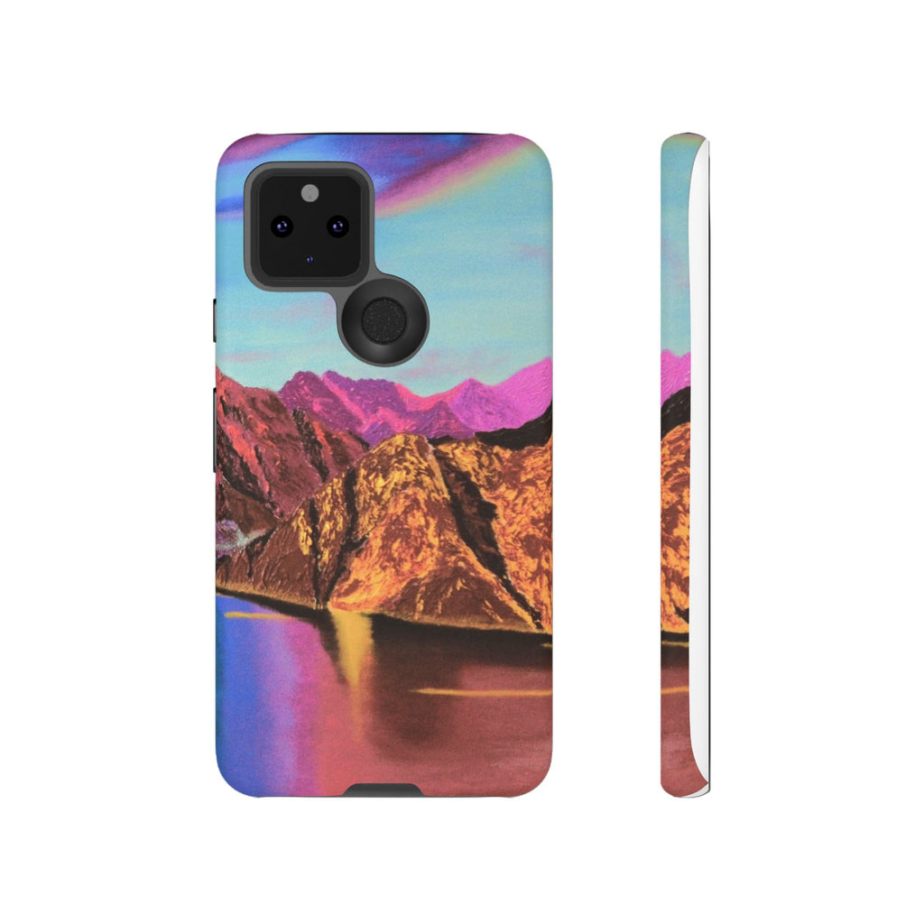 Protective Phone Case — Vibrant Retro Mountain Landscape